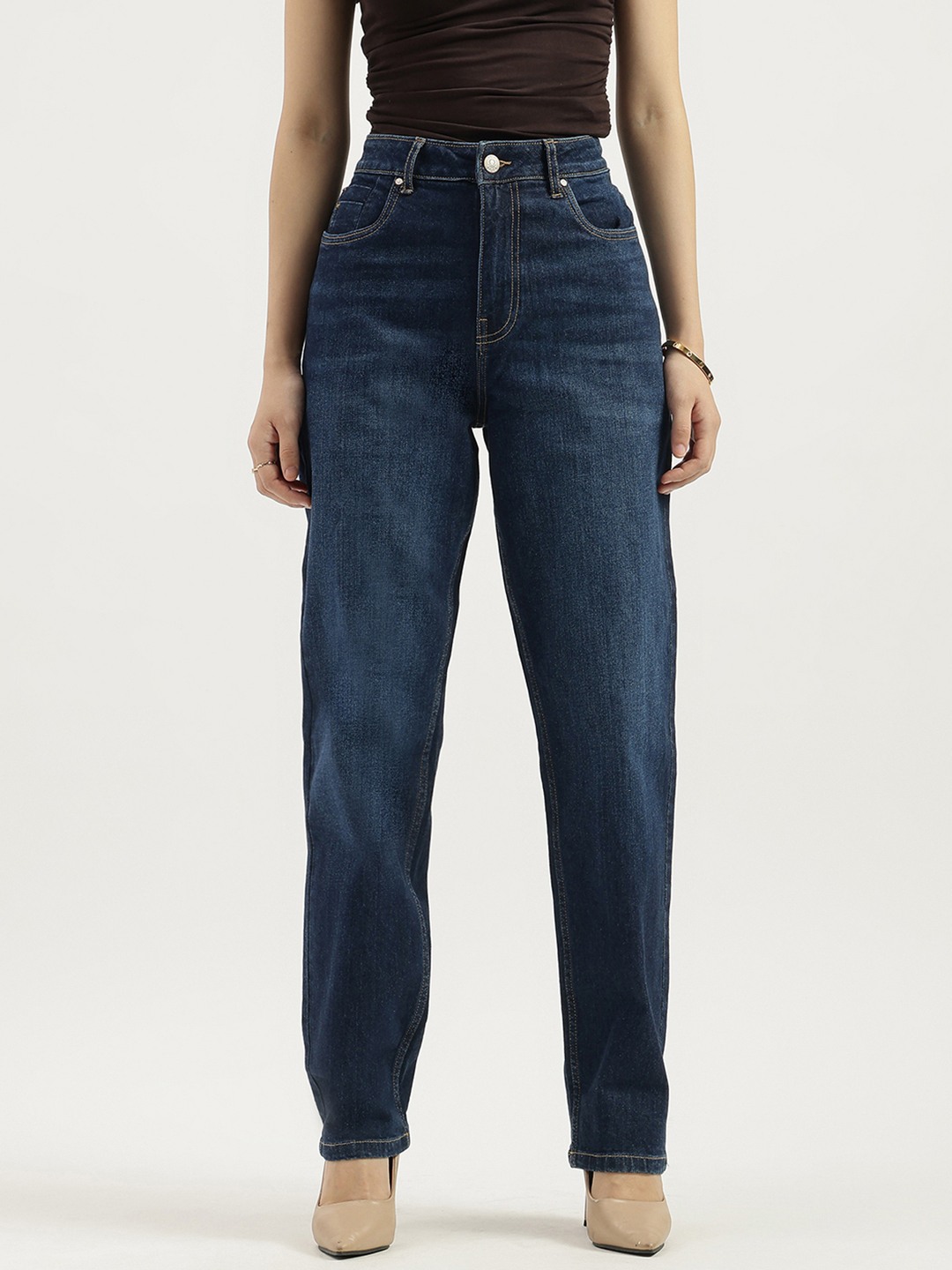 United Colors of Benetton Solid Wide Leg Basic Jeans