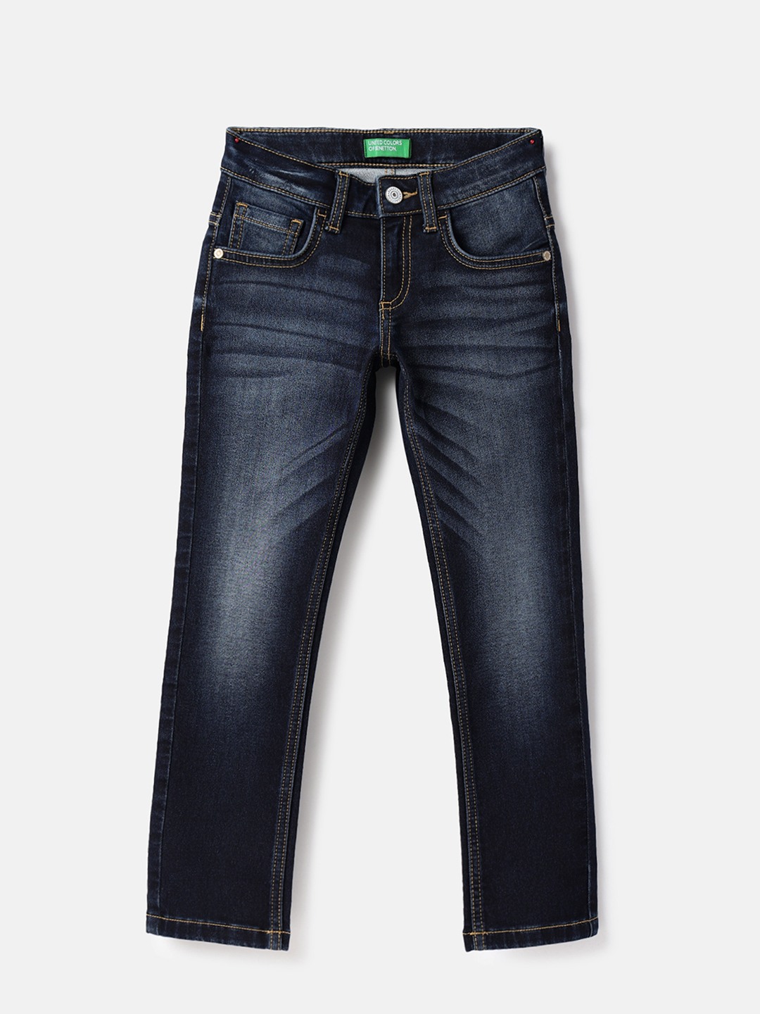 United Colors of Benetton Solid Slim Fit Dark Wash Denim Jeans