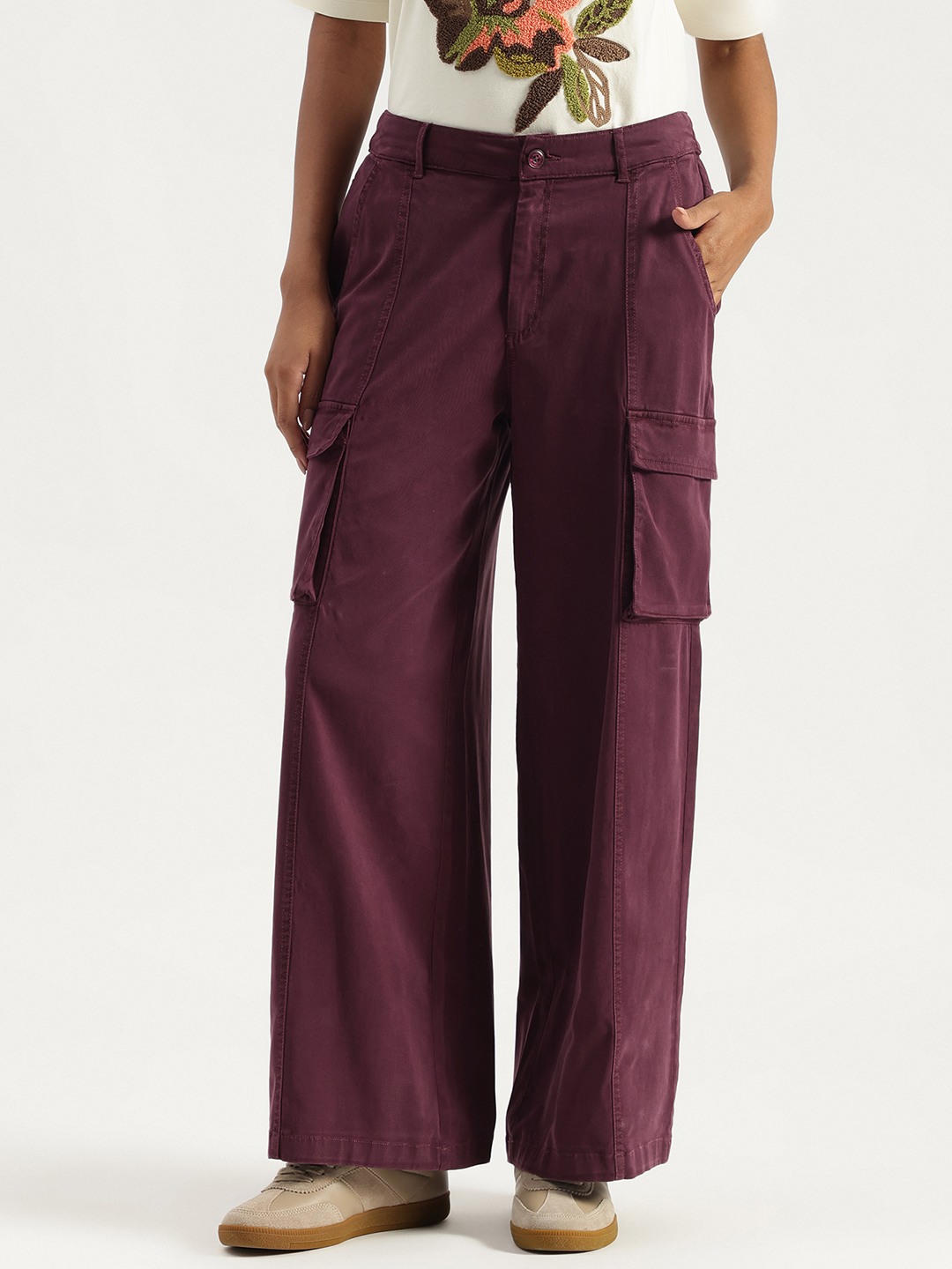 United Colors of Benetton Solid Easy Pull On Washed Cargo Pants