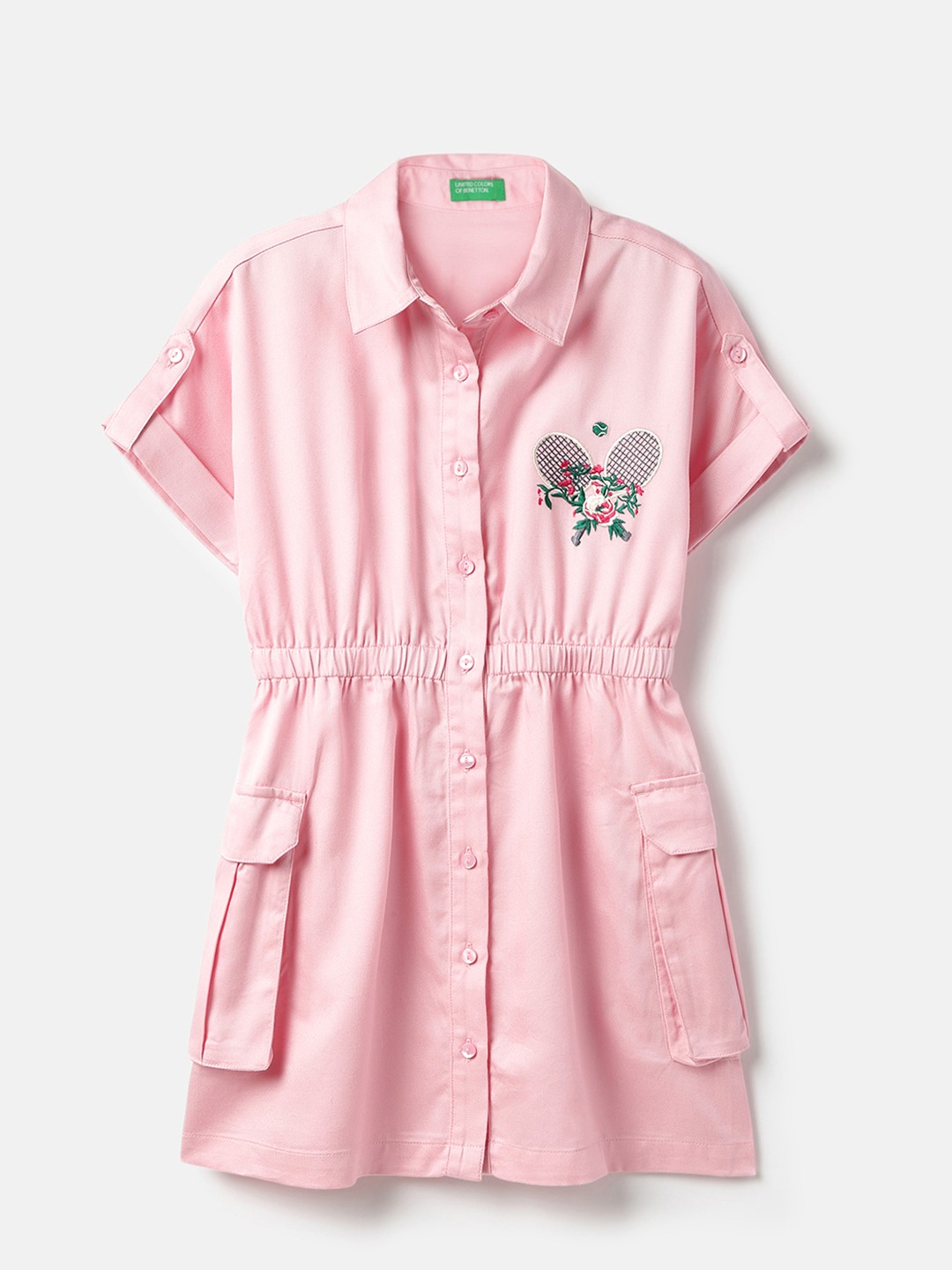 United Colors of Benetton Regular Fit Spread Collar Tennis Embroidery Utility Dress