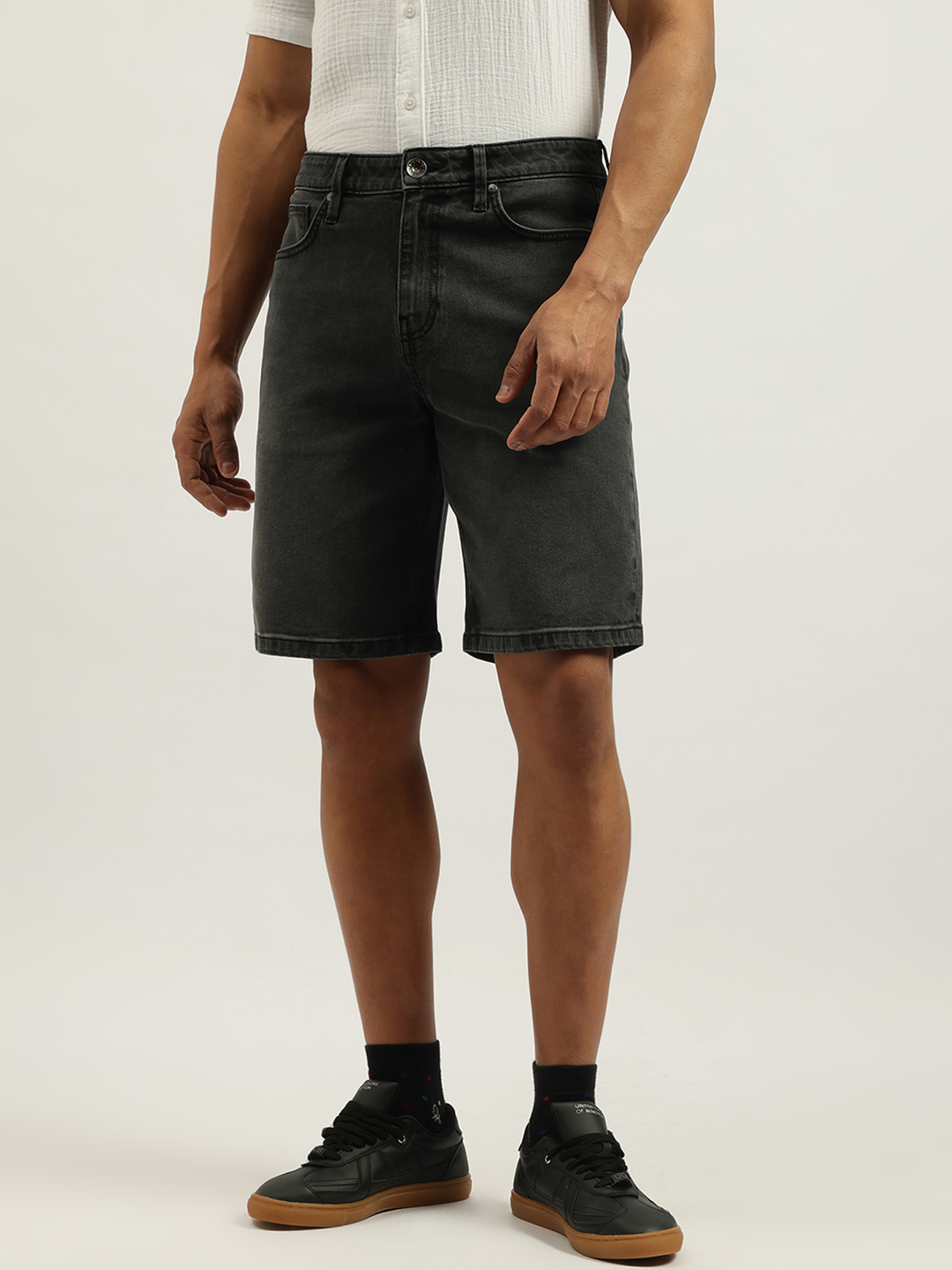 United Colors of Benetton Solid Comfort Fit Denim Shorts