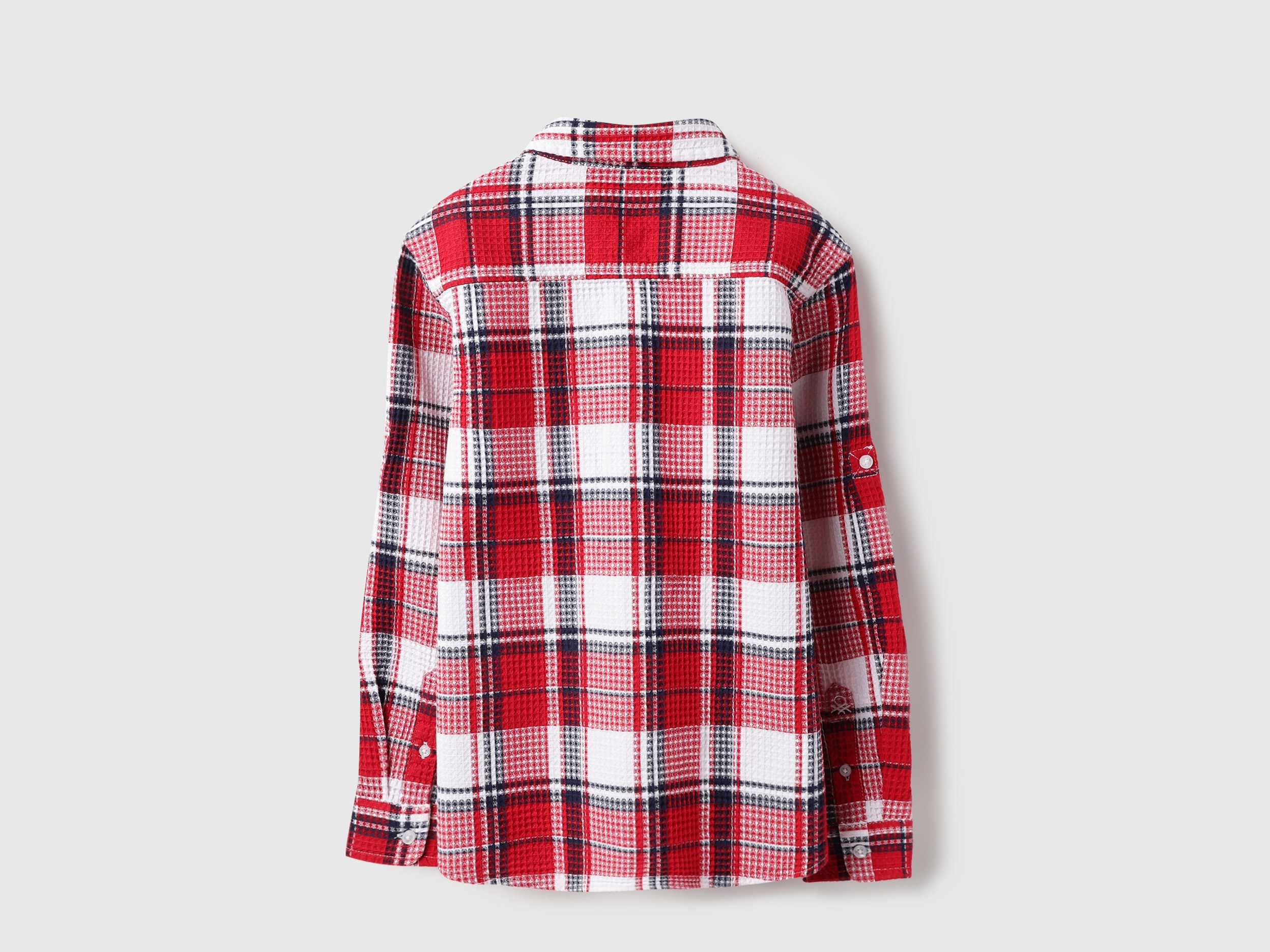 United Colors Of Benetton Regular Fit Spread Collar Checkered Waffle Bright Shirt