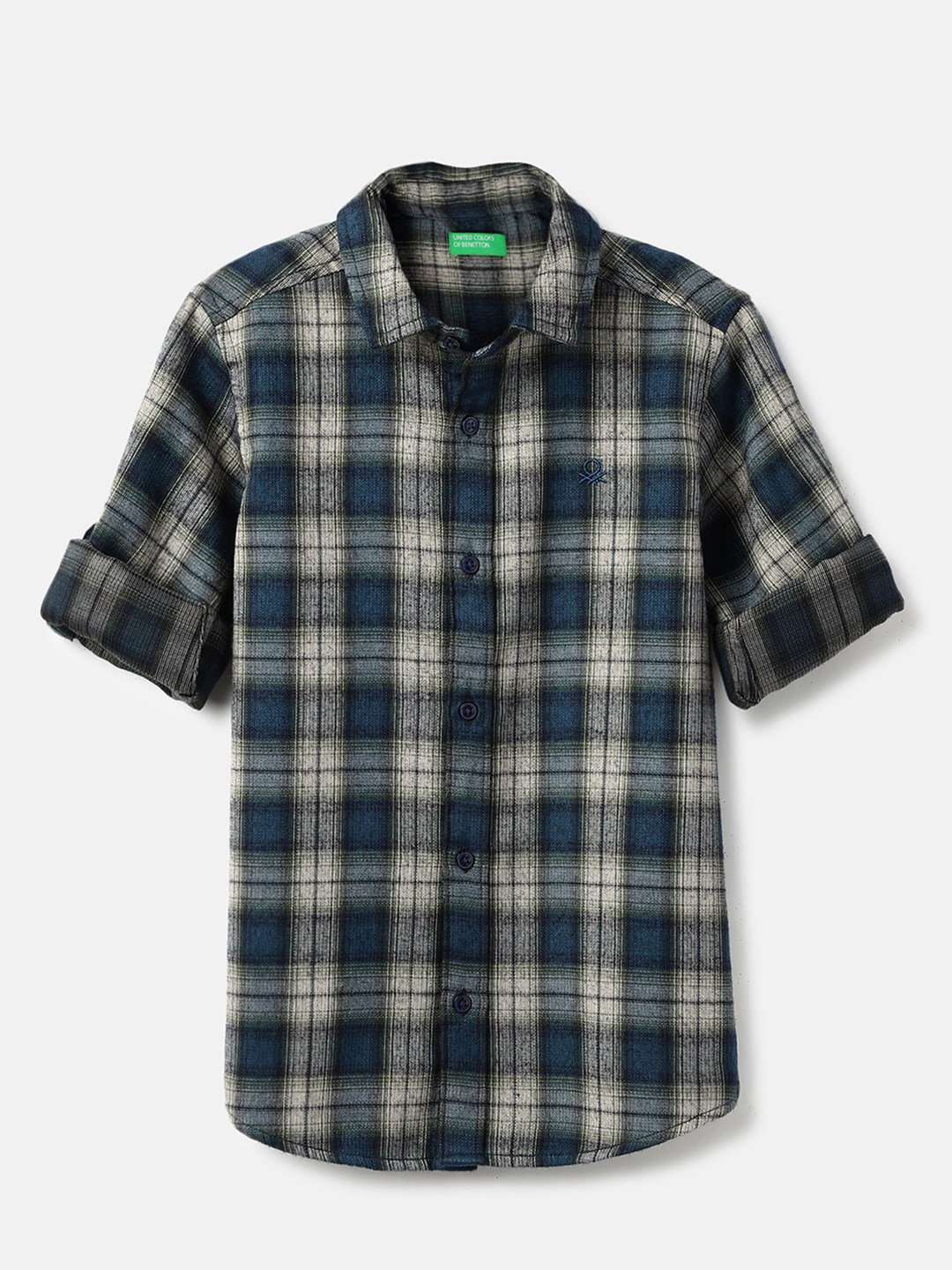 United Colors of Benetton Regular Fit Spread Collar Checkered Shirt