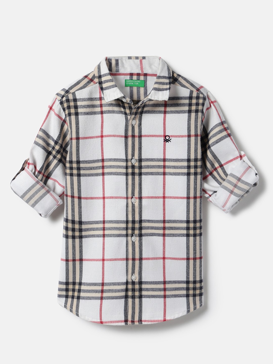 United Colors of Benetton Regular Fit Spread Collar Fake Cord Check Shirt