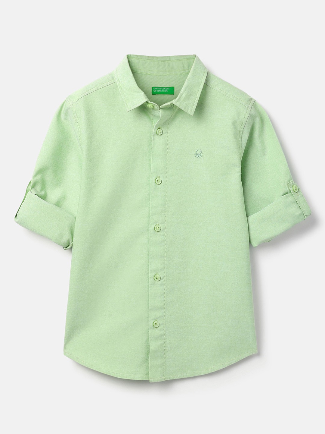 United Colors of Benetton Regular Fit Spread Collar Solid Oxford Shirt