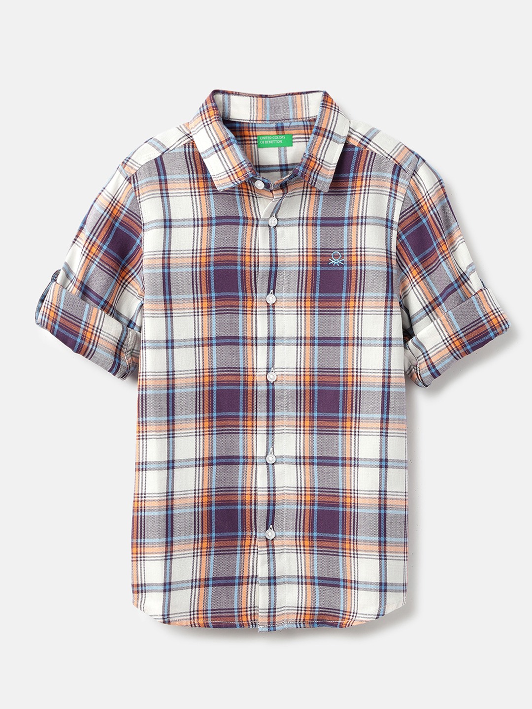 United Colors of Benetton Regular Fit Spread Collar Checkered Shirt
