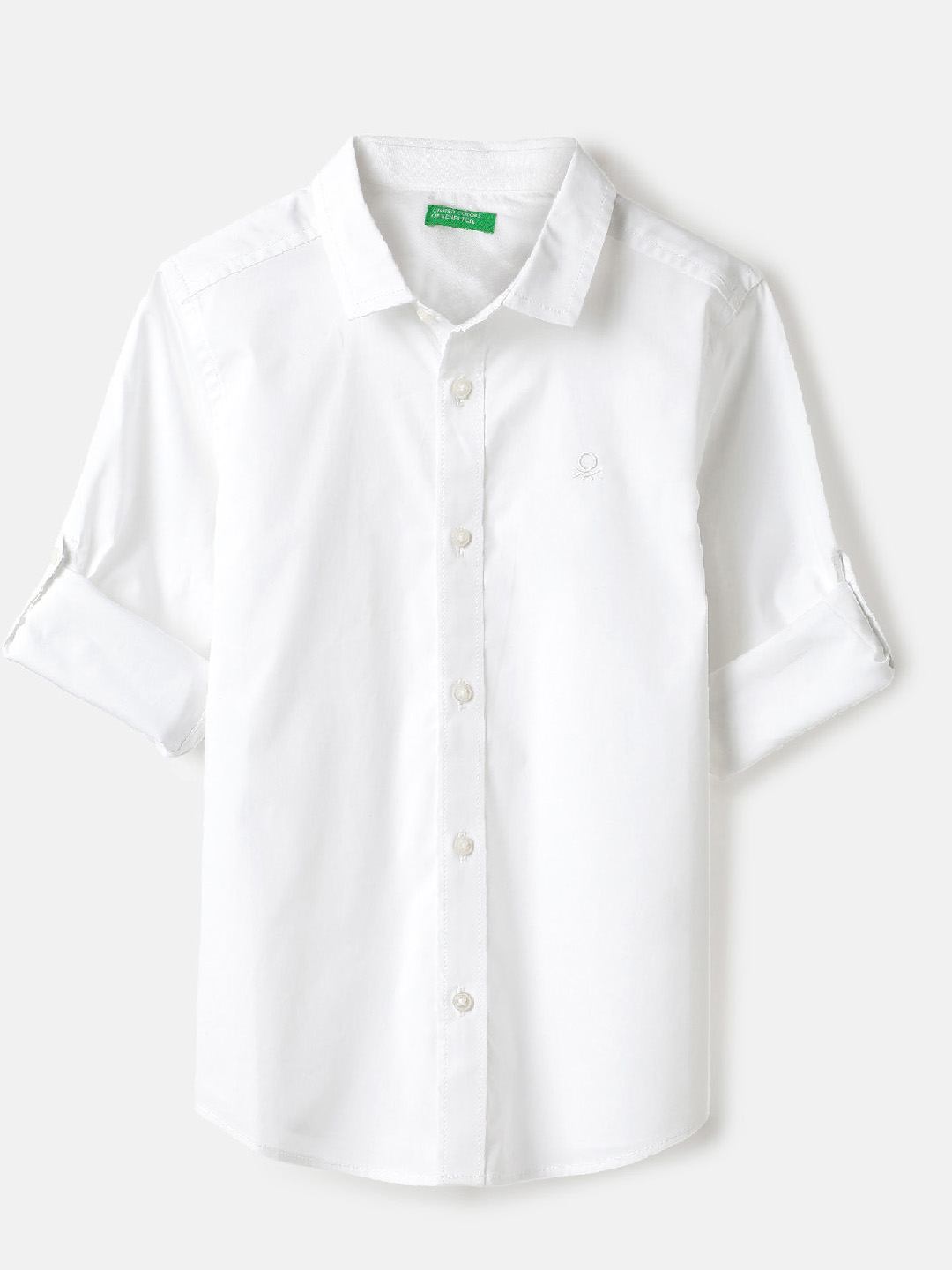 United Colors of Benetton Regular Fit Spread Collar Solid Poplin Stretch Shirt