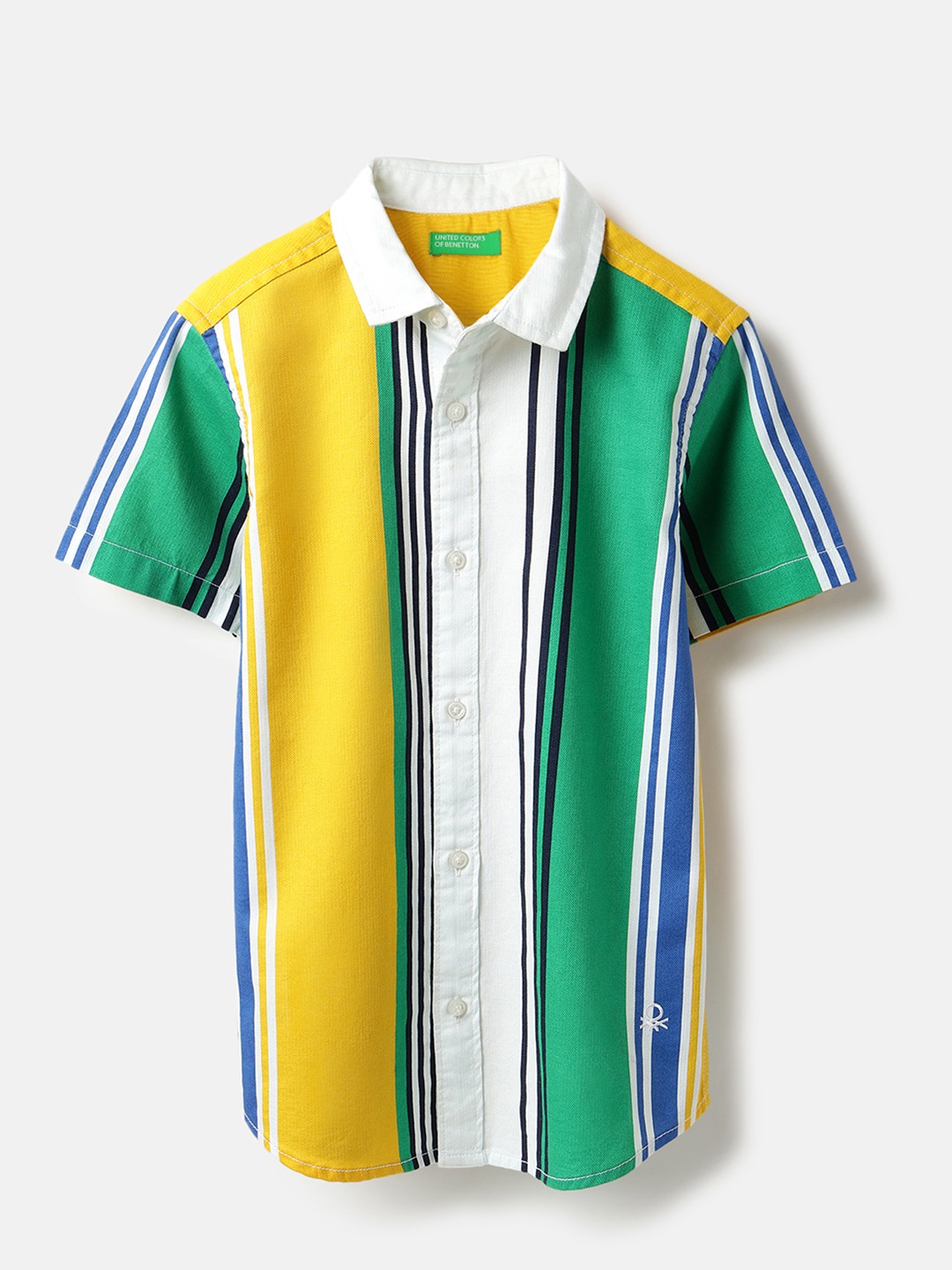 United Colors of Benetton Regular Fit Spread Collar Striped Shirt
