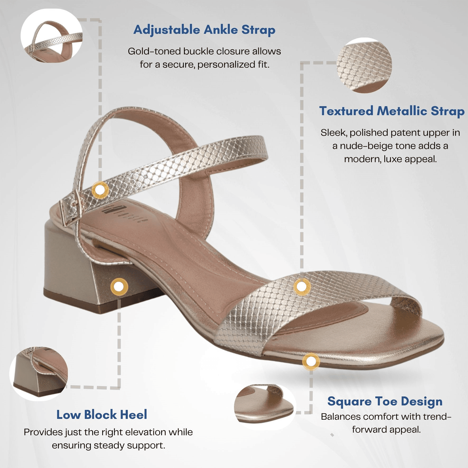 Chic Gold Mid-Heels for Women