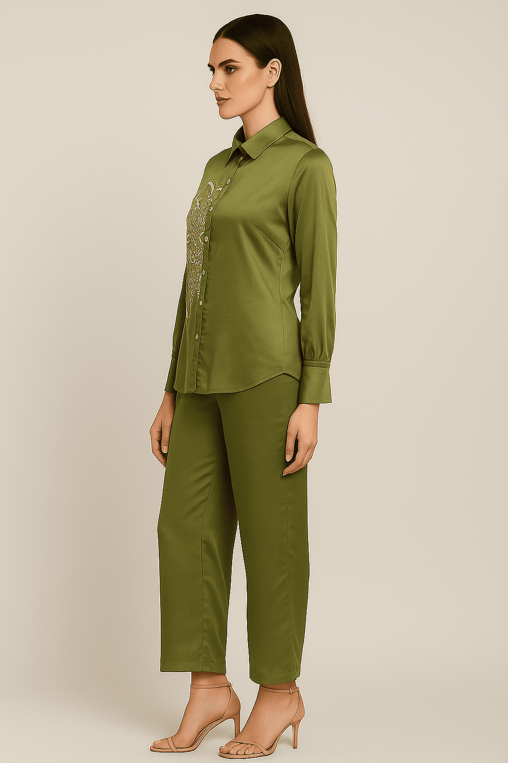 Women's  Mini Silk With Adda Work  co-ord set