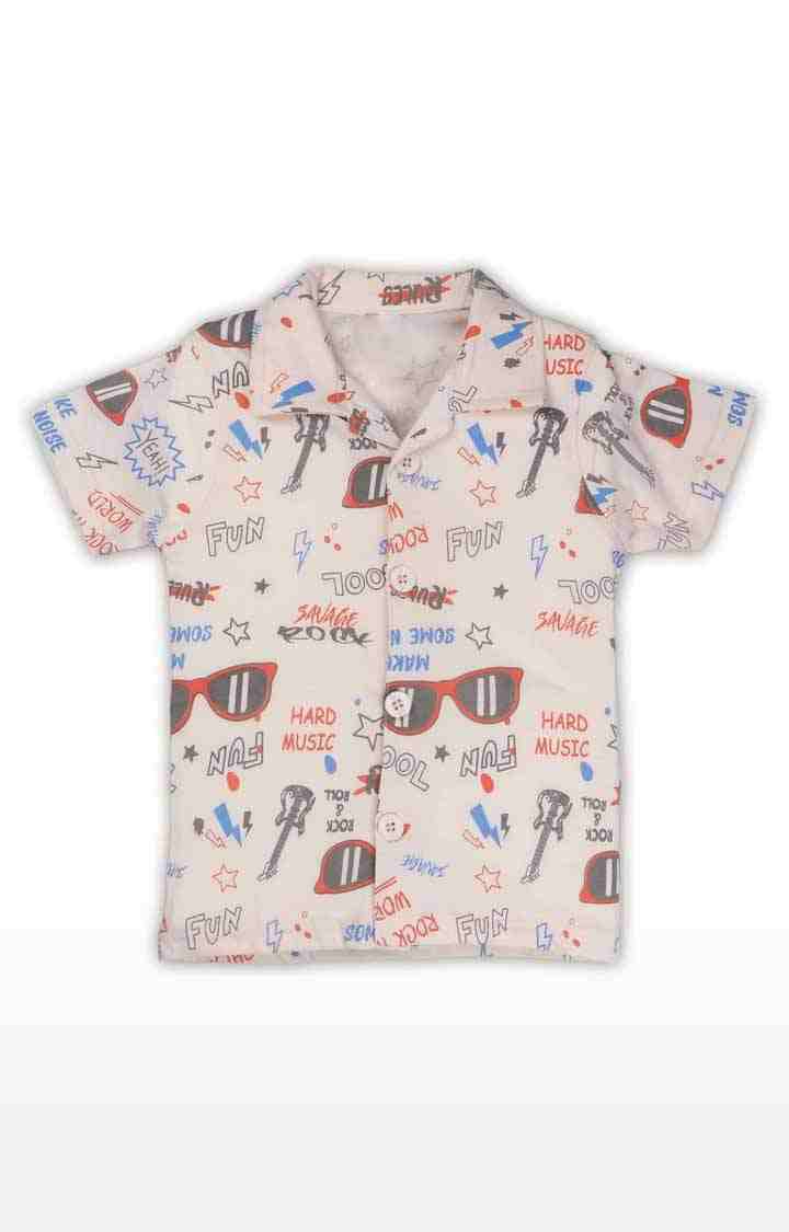 Aaakar Beige All Over Print Full Sleeves Nightsuit 