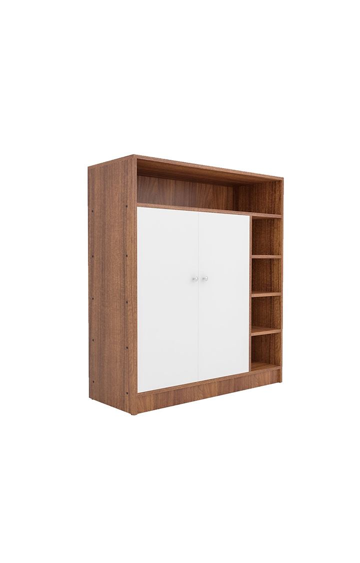neudot Jordan 2 Door Engineered Wood Shoerack Footwear Organizer 5 Shelves Open Shelves Slipper Sandals Stand Wooden Shoe Rack for Home Finish Color Frosty White Knock Down