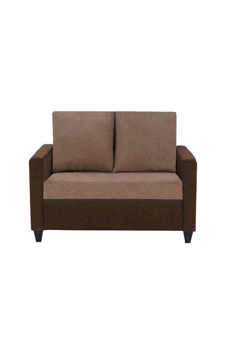 neudot Saya Dual Color Sofa for Living Room |2 Persons Sofa|Premium Fabric with Cushioned Armrest | Solid Wood Frame|2 Seater in Saya Duo Brown Color