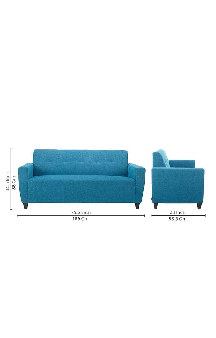 neudot Elegance Sofa for Living Room |3 Person Sofa|Premium Fabric with Cushioned Armrest | Solid Wood Frame|3 Seater in Scuba Blue Color