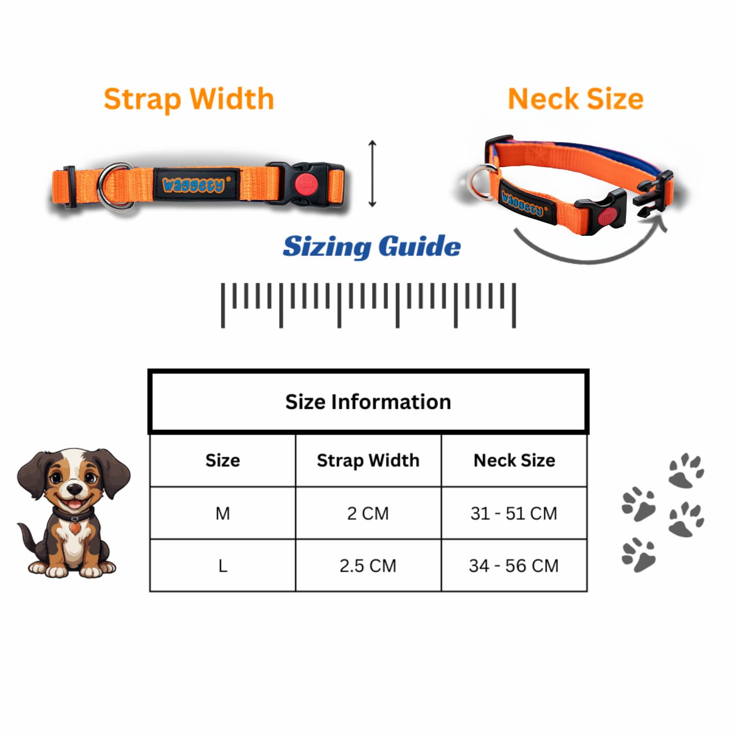 Waggety Padded Dog Collar, Orange