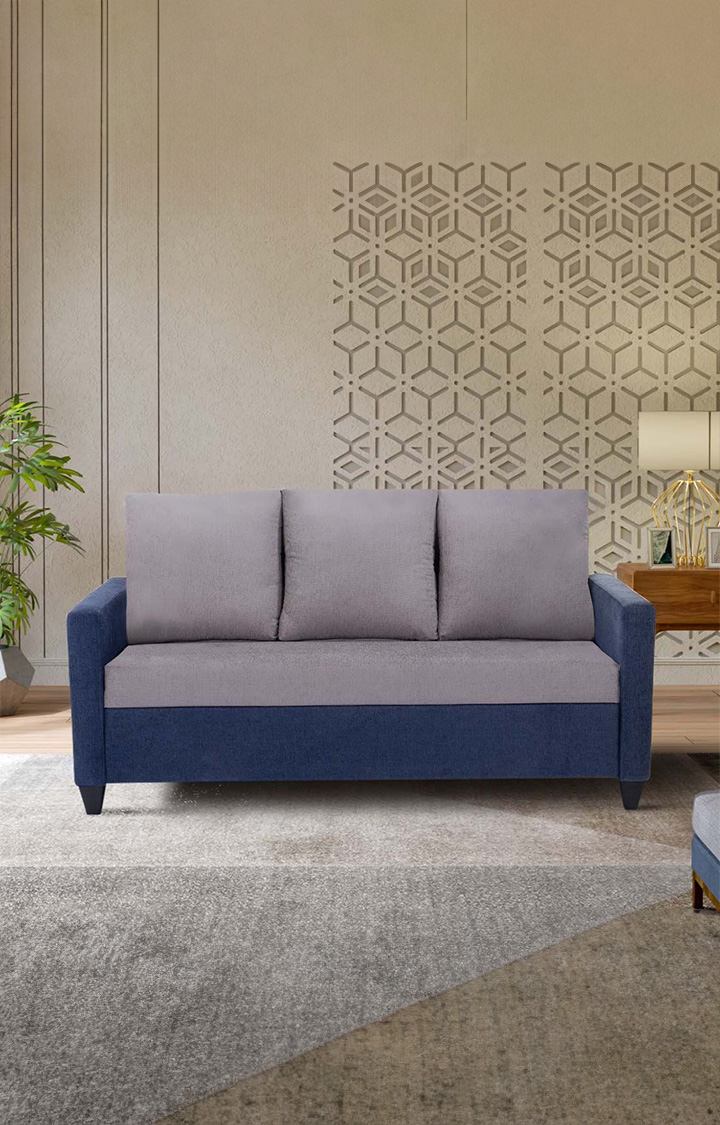 neudot Saya Dual Color Sofa for Living Room |3 Persons Sofa|Premium Fabric with Cushioned Armrest | Solid Wood Frame|3 Seater in Saya Duo Blue Color