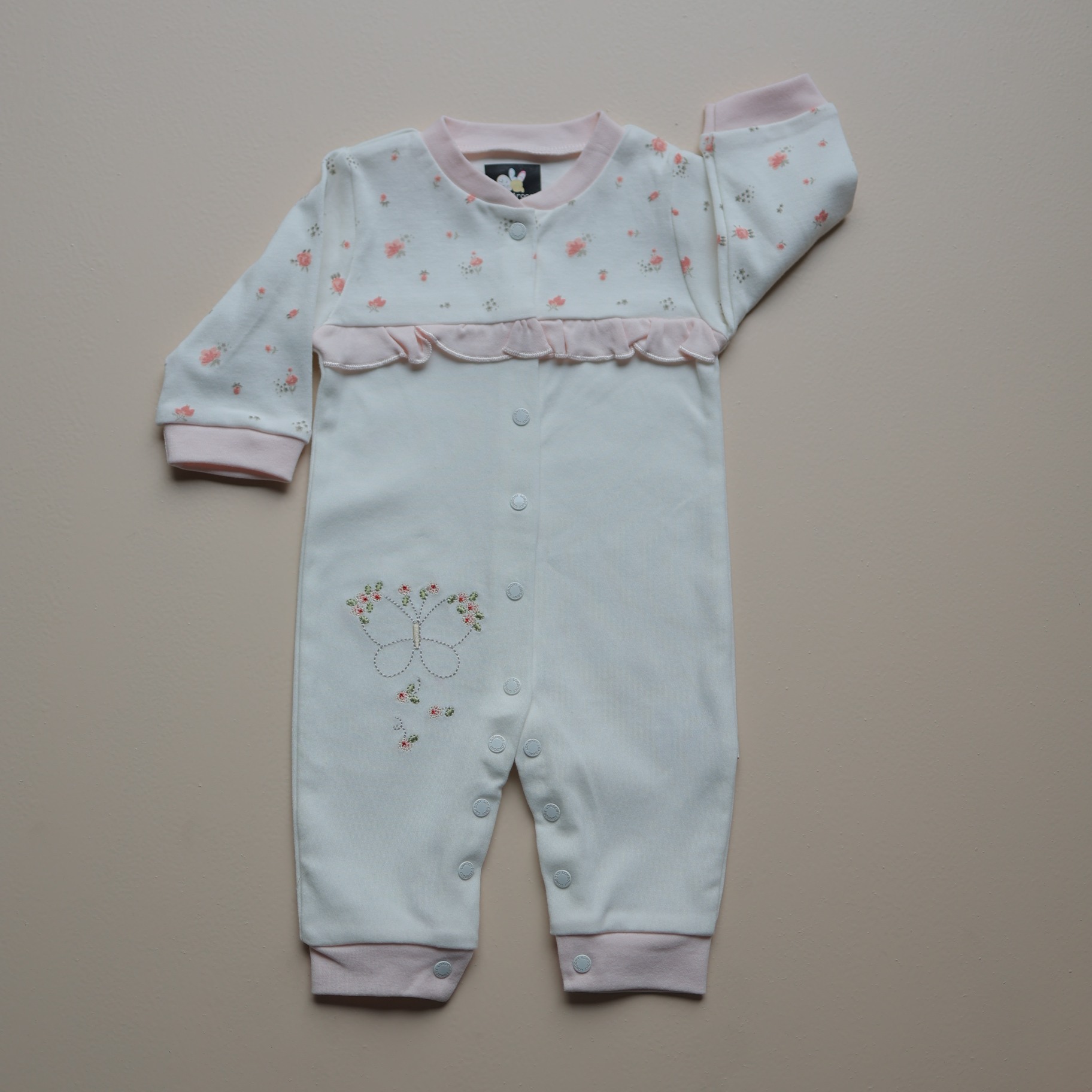 Peach Blossom Butterfly Baby Romper