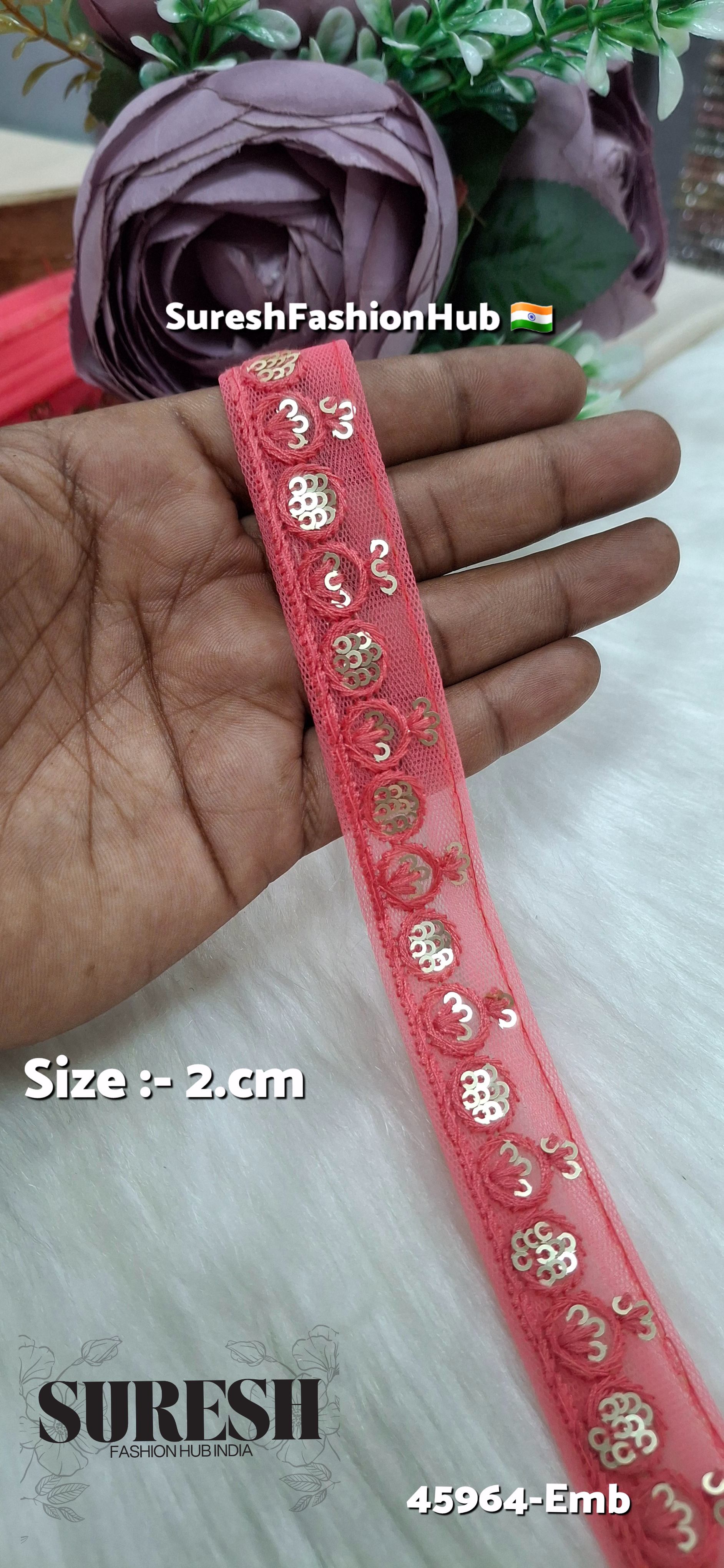 Gajari Tone-on-Tone Net Embroidery Lace