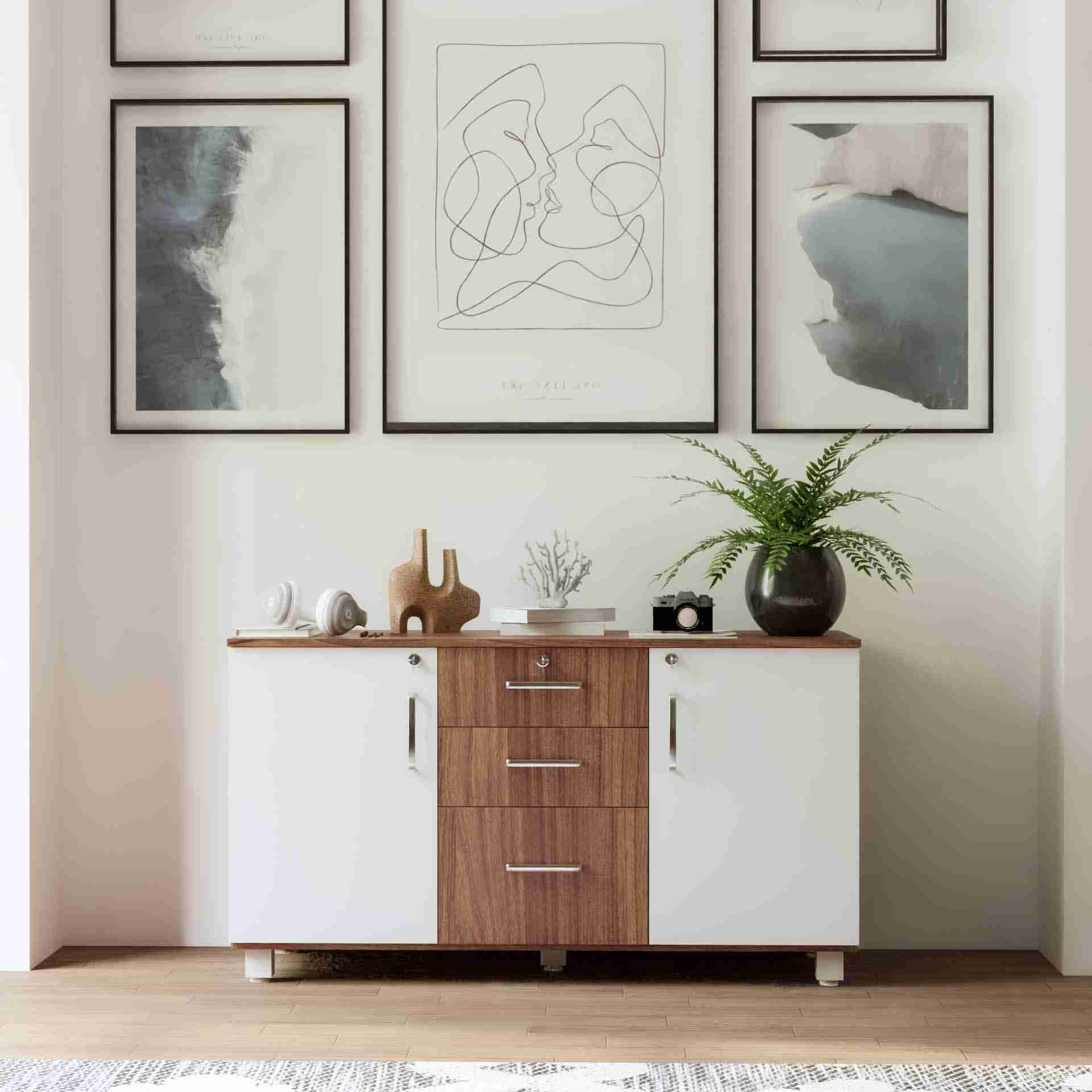 neudot Ronald Zoro 2 Door Multipurpose, Cloth Cabinet/Organizer/Cupboard/Almari/Wardrobe for Home, Kitchen & Office - Leon Teak Finish