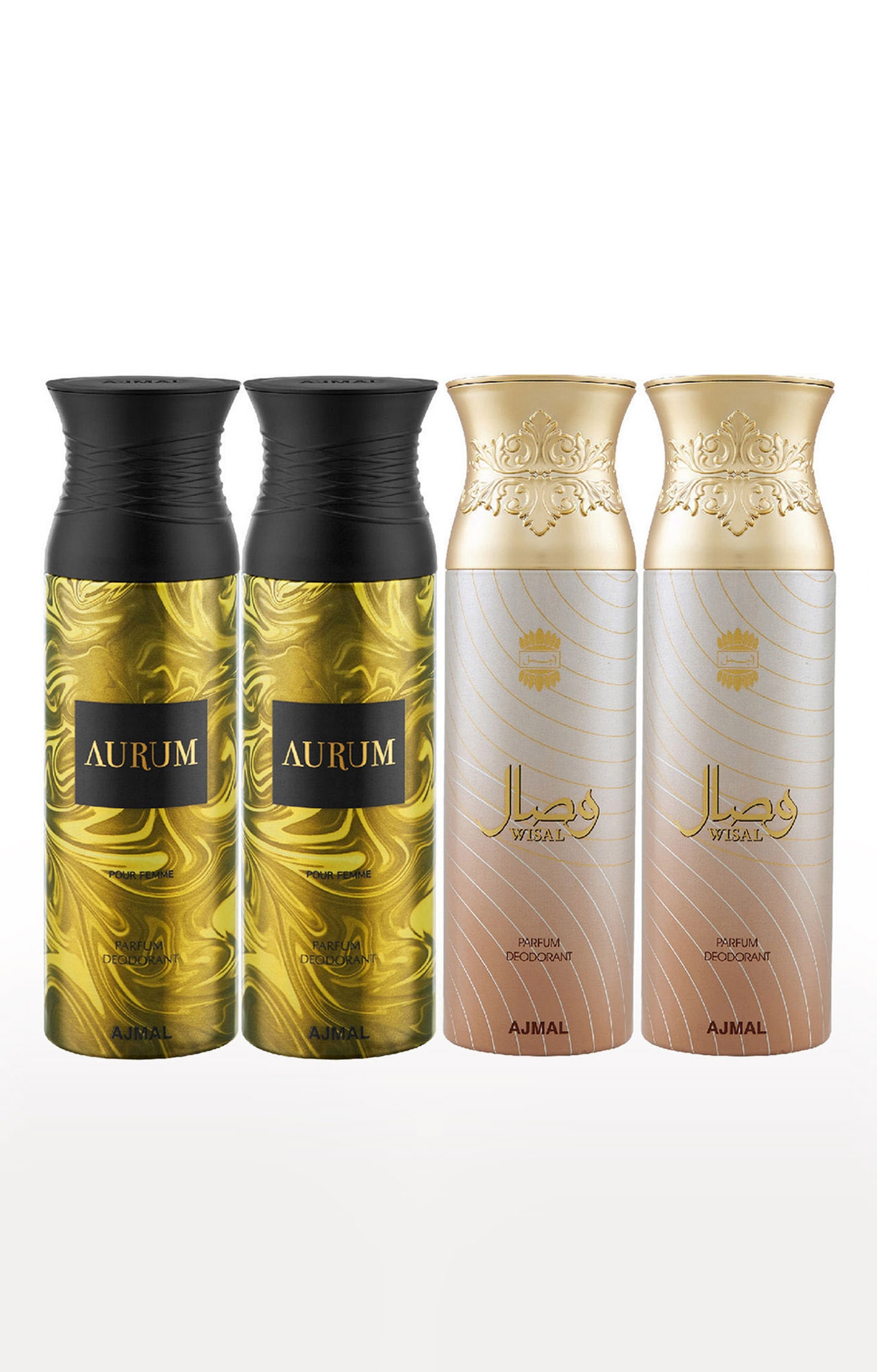 Ajmal | Ajmal 2 Aurum & 2 Wisal Deodorant Spray- For Women (200 ml, Pack of 4)  0