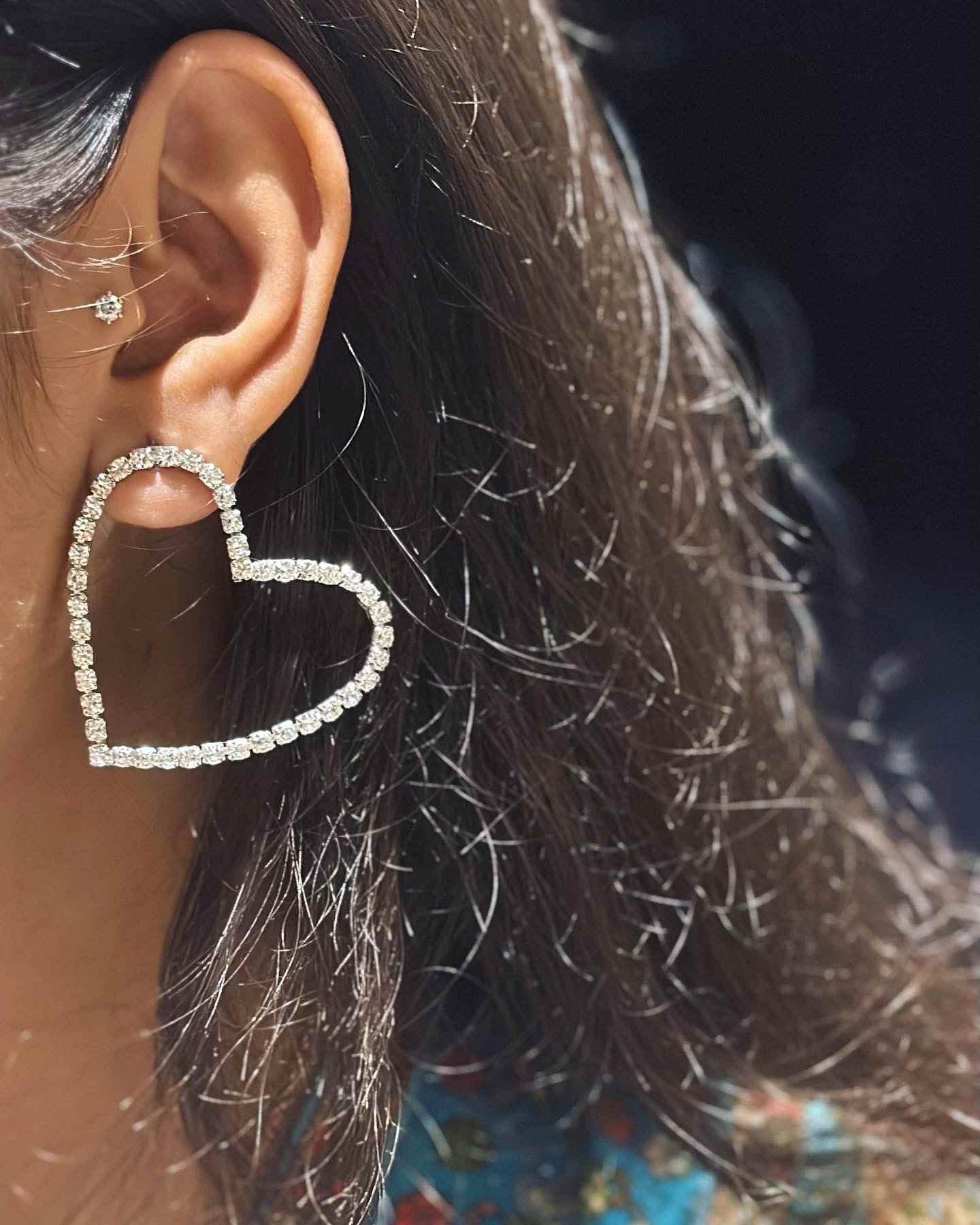 Silver sweetheart earrings big