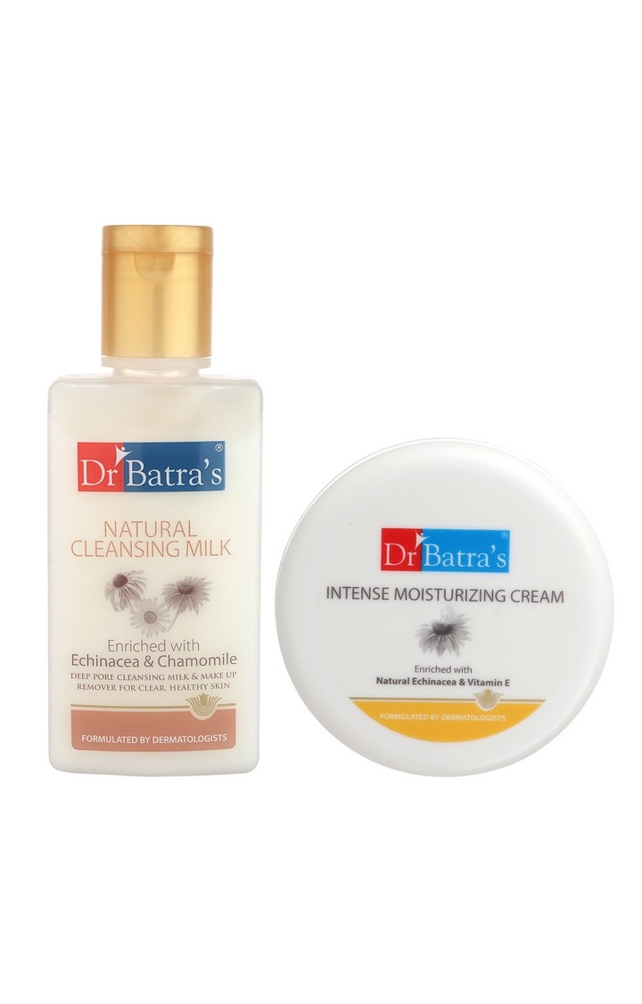 Dr Batra's | Dr Batra's Natural Cleansing Milk - 100 ml and Intense Moisturizing Cream -100 g (Pack of 2 Men and Women) 0