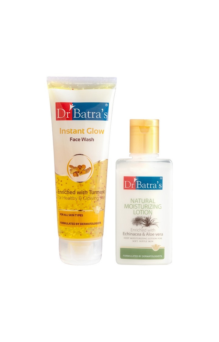 Dr Batra's | Dr Batra's Instant Glow Face Wash 200 gm and Natural Moisturising Lotion - 100 ml (Pack of 2 Men and Women) 0