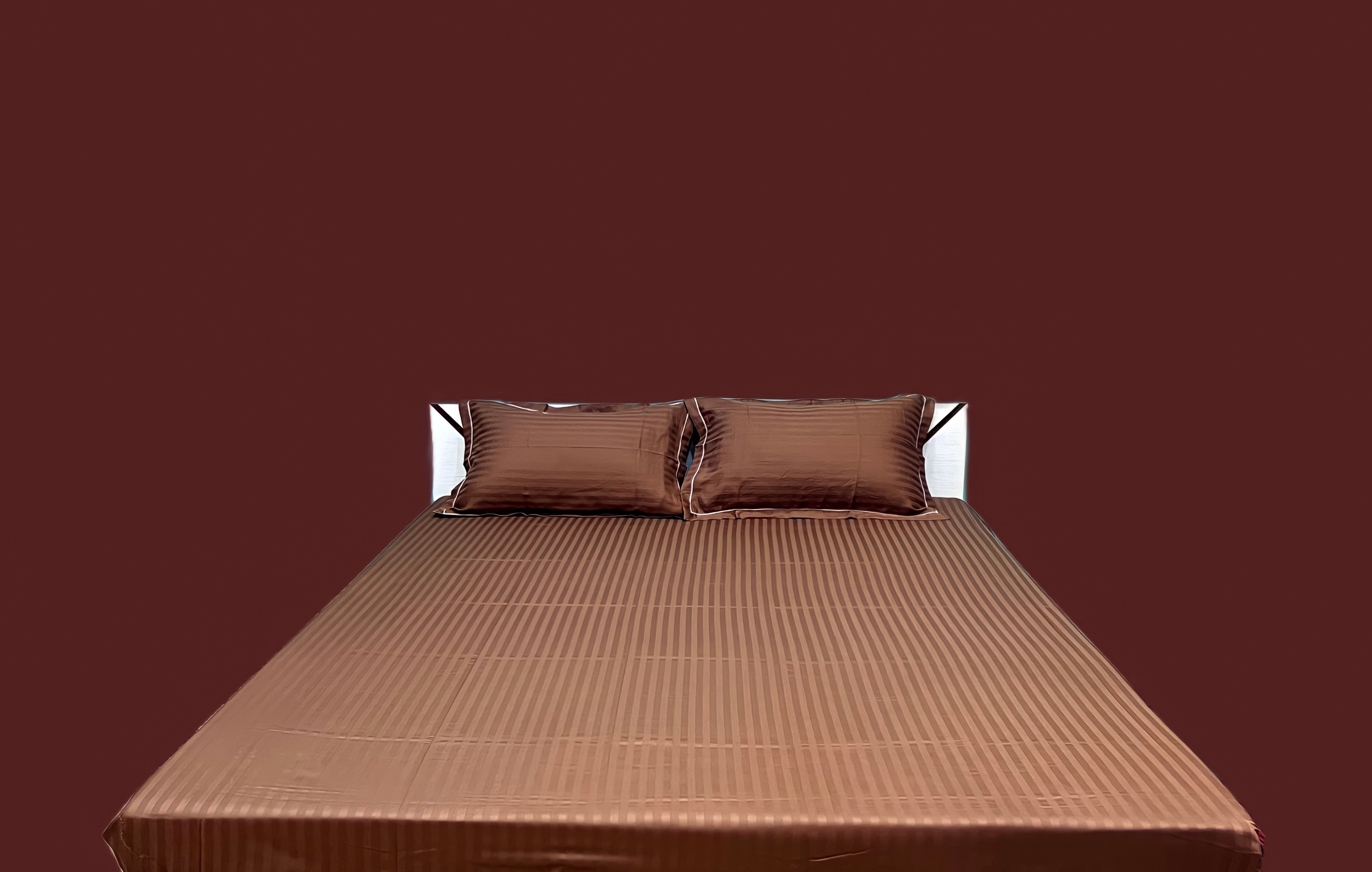 Boria Bistar | Boria Bistar 170TC  Pure Cotton Satin Stripes Plain Bedsheet with 2 pillowcases|1