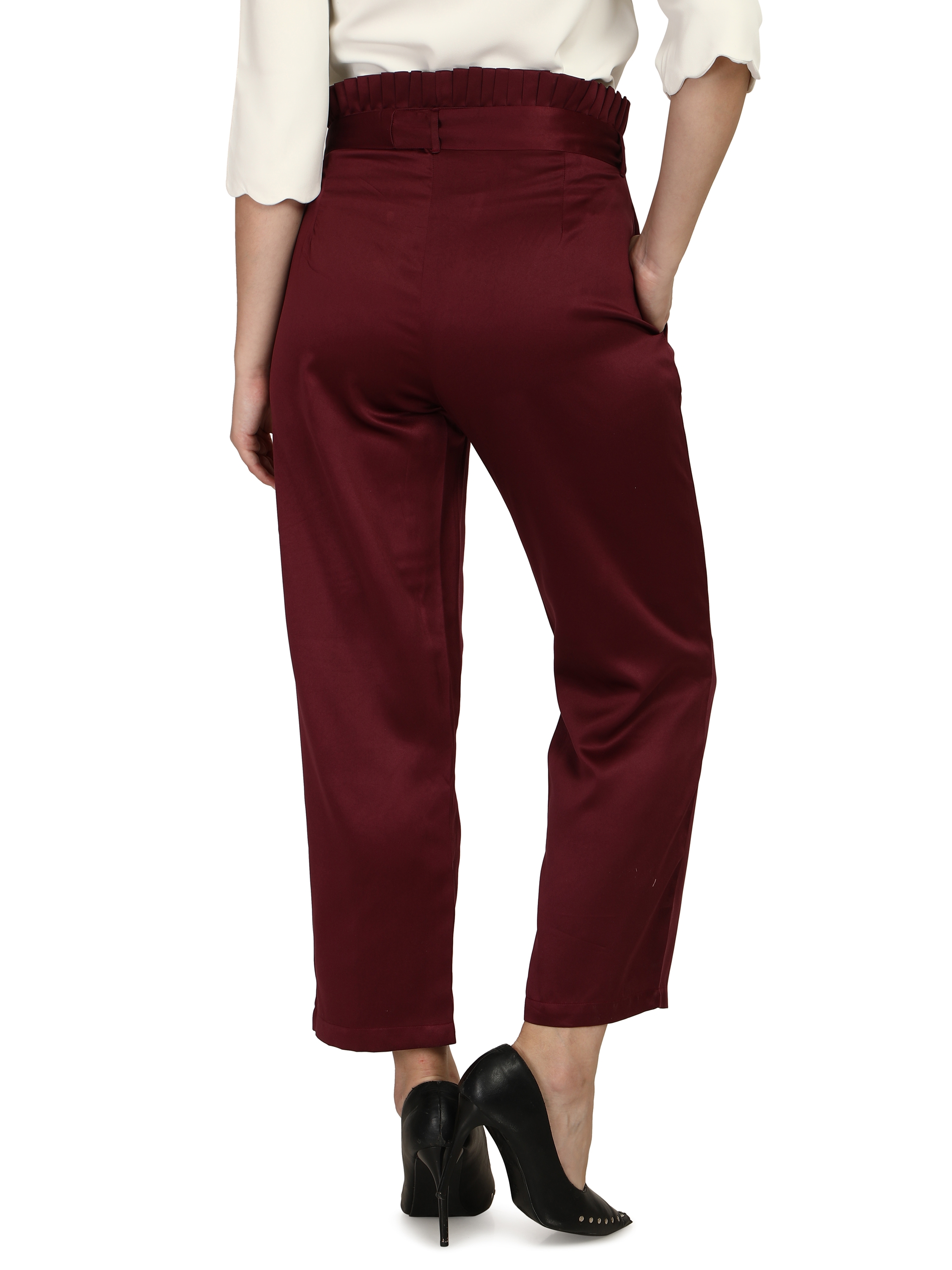 High Waisted Wine Red Capris For Women Casual Belt Formal Trousers For  Women With Zoravicky Design Perfect For Office And Formal Occasions  LJ200820 From Luo04, $20.04 | DHgate.Com