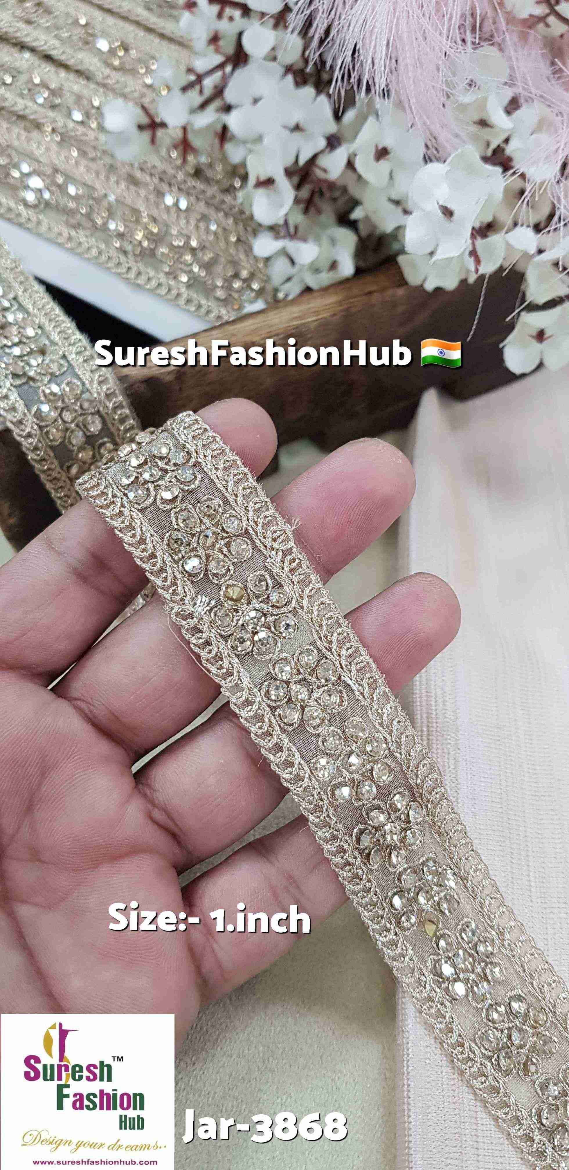 Pearl Gold Floral Dori Lace