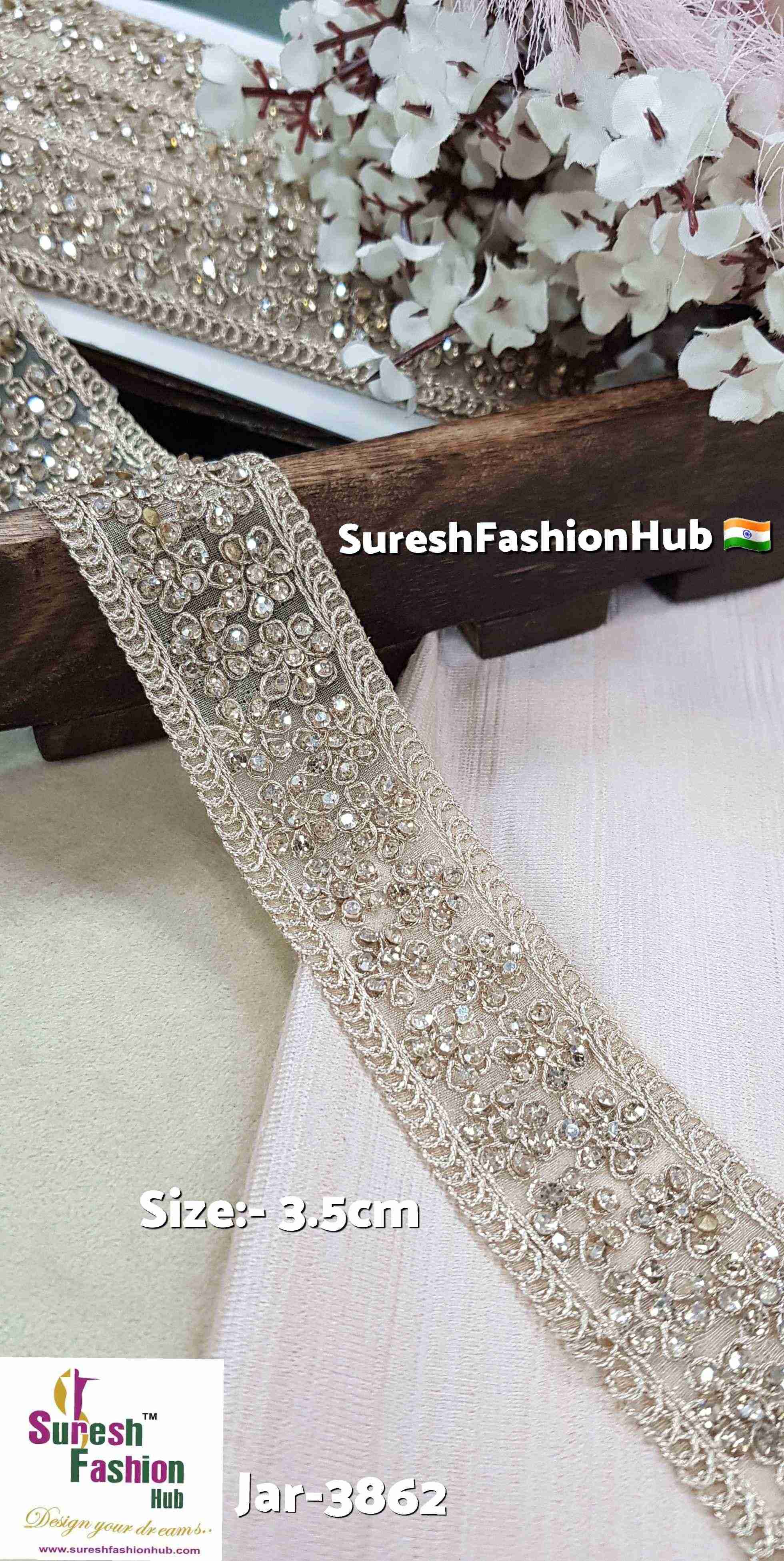 Pearl Gold Double-Line Floral Dori Lace