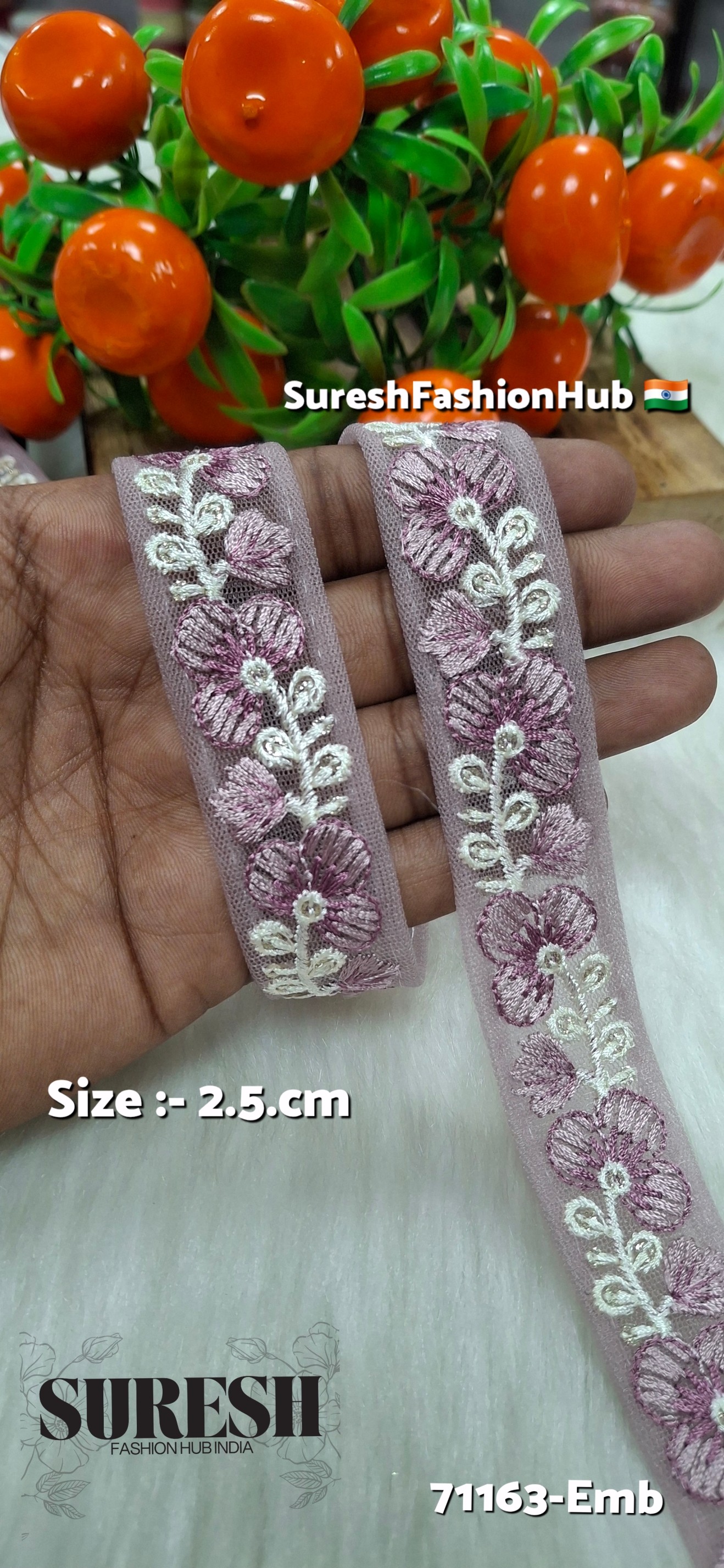 Floral Thread Embroidery Lace – Magenta | 71163-Emb