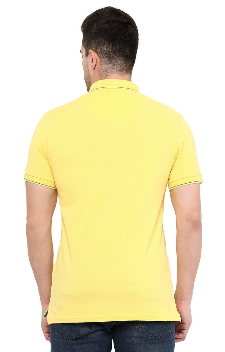 JadeBlue | Men's Yellow Cotton Solid Polos 2