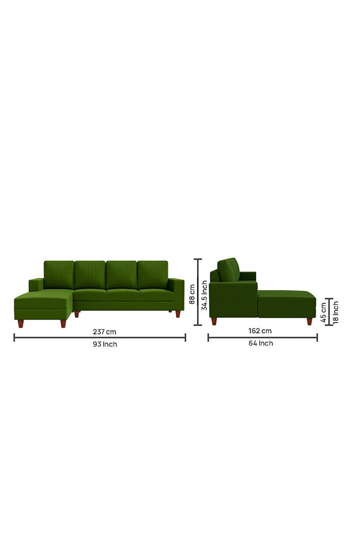 neudot Roman RHS Sectional Sofa for Living Room |6 Person Sofa|Premium Fabric with Cushioned Armrest | Solid Wood Frame|6 Seater in Emerald Green Color
