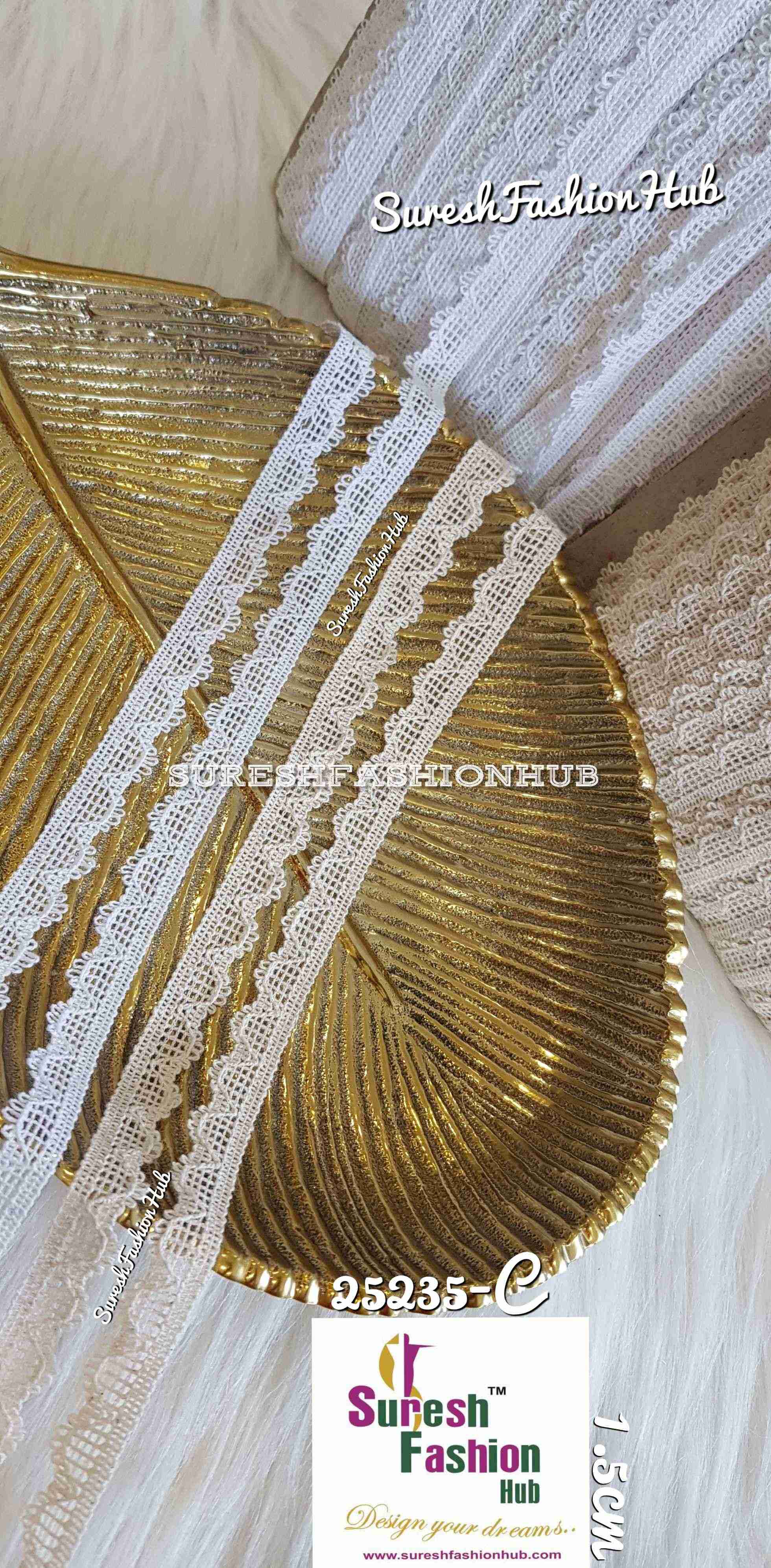 Criss-Cross Designer White Crotchet Trim