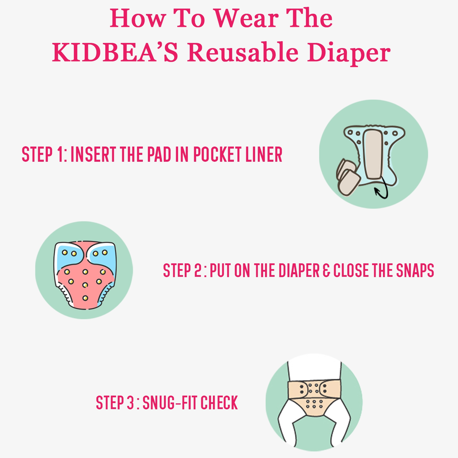 Kidbea | Kidbea Baby's All in One Washable Reusable Adjustable Cloth 2 Diapers with 2 Insert- Cutie Mars & Mandala 3