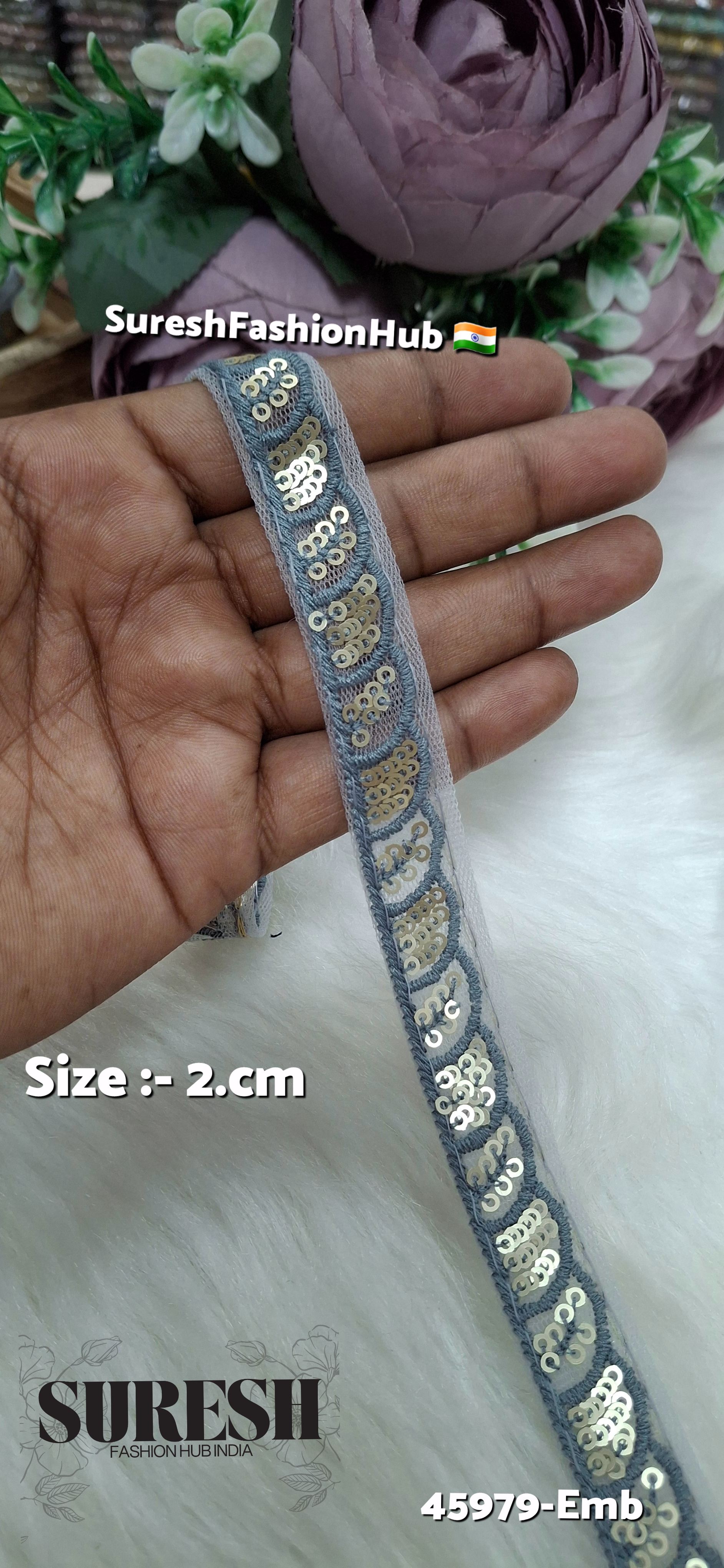 Grey Tone-on-Tone Net Embroidery Lace