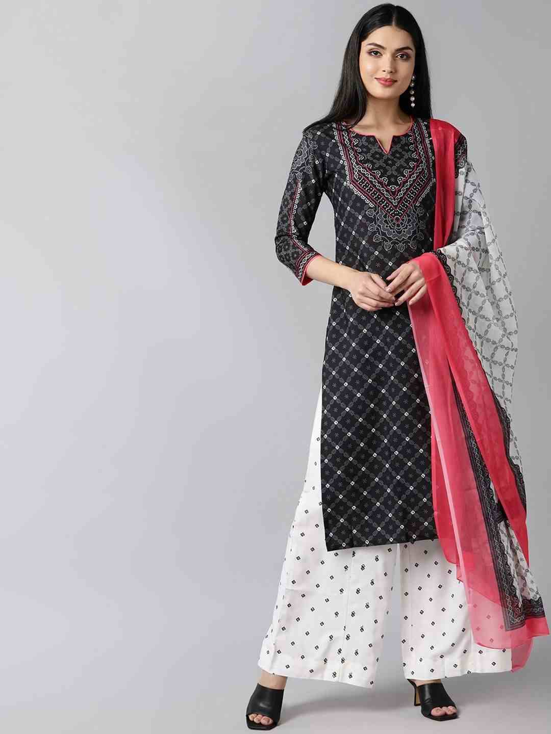 Printed Regular Kurta with Palazzos & With Dupatta
