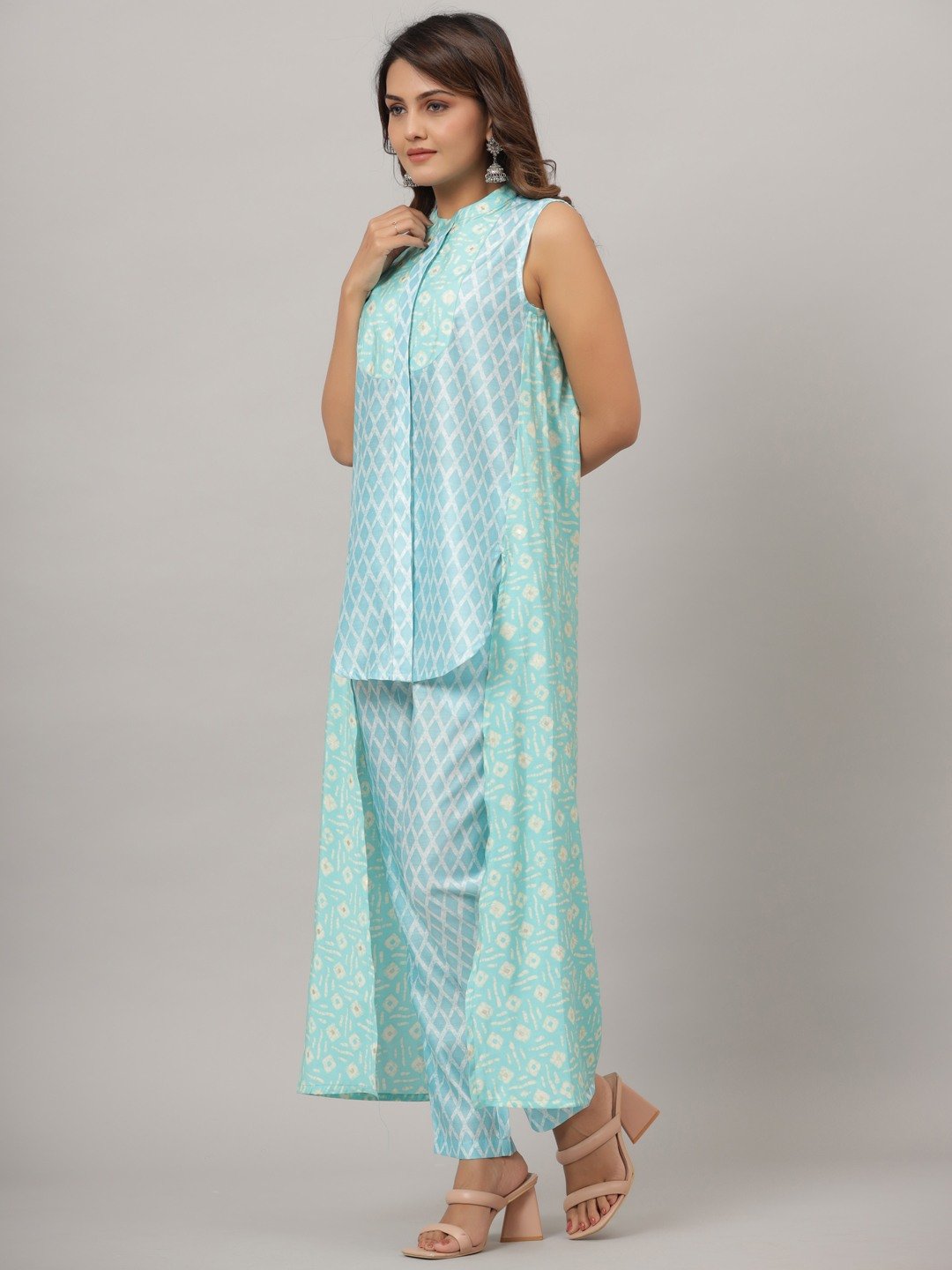 BEAUTIFUL SKY BLUE PRINTED MUSLIN CO-ORD SET