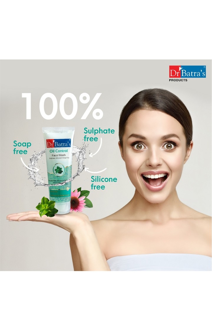 Dr Batra's | Dr Batra's Oil Control Face Wash Sulphate, Silicone & Soap Free Enriched With Barosma Betulina Leaf & Echinancea Extract For Oil Free & Clear Skin - 100 gm (Pack of 2) 2