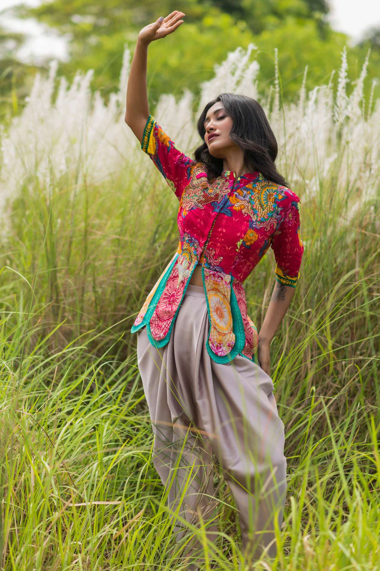 Peplum top and hot sale dhoti