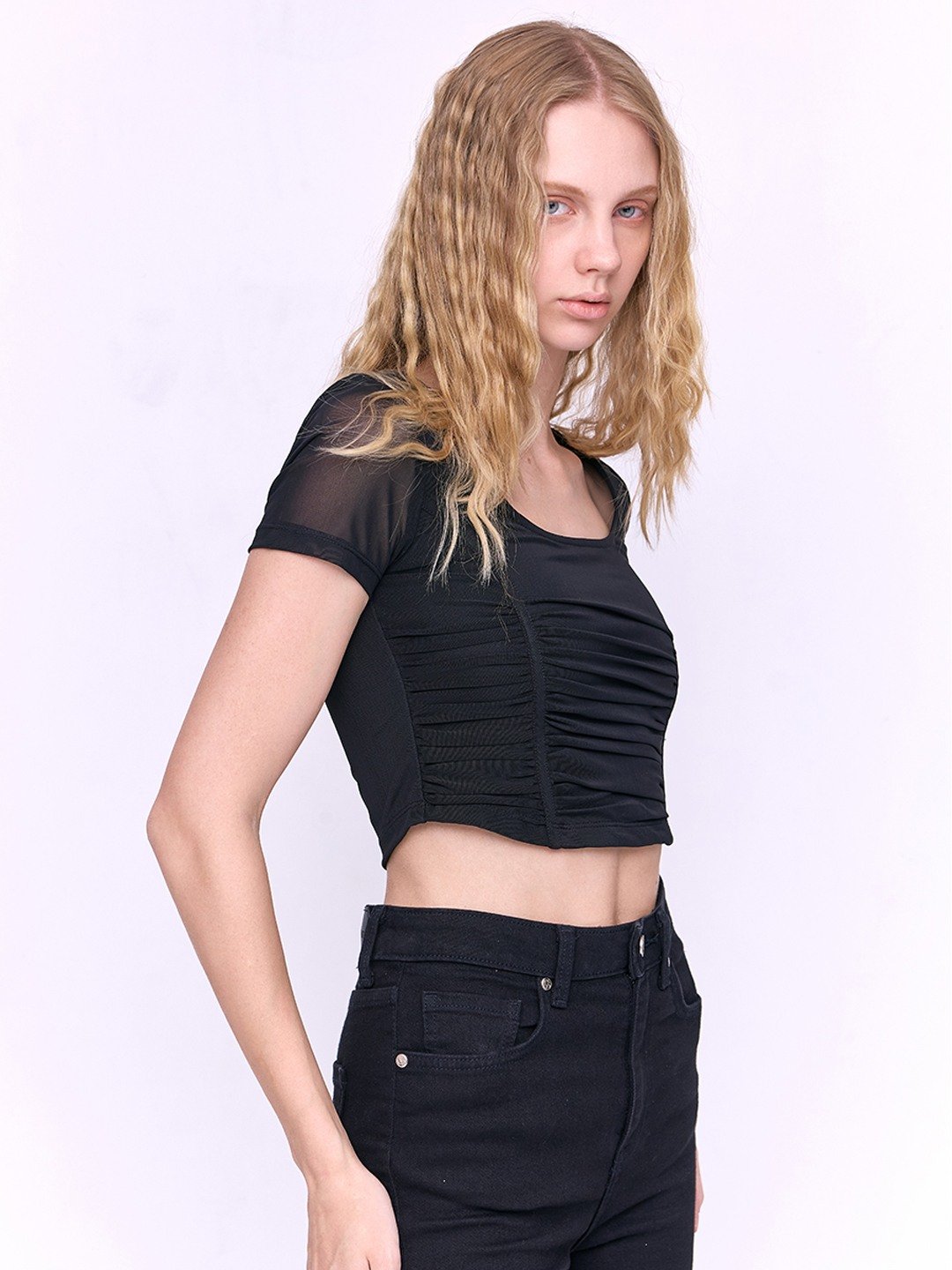 Black ruched top clearance