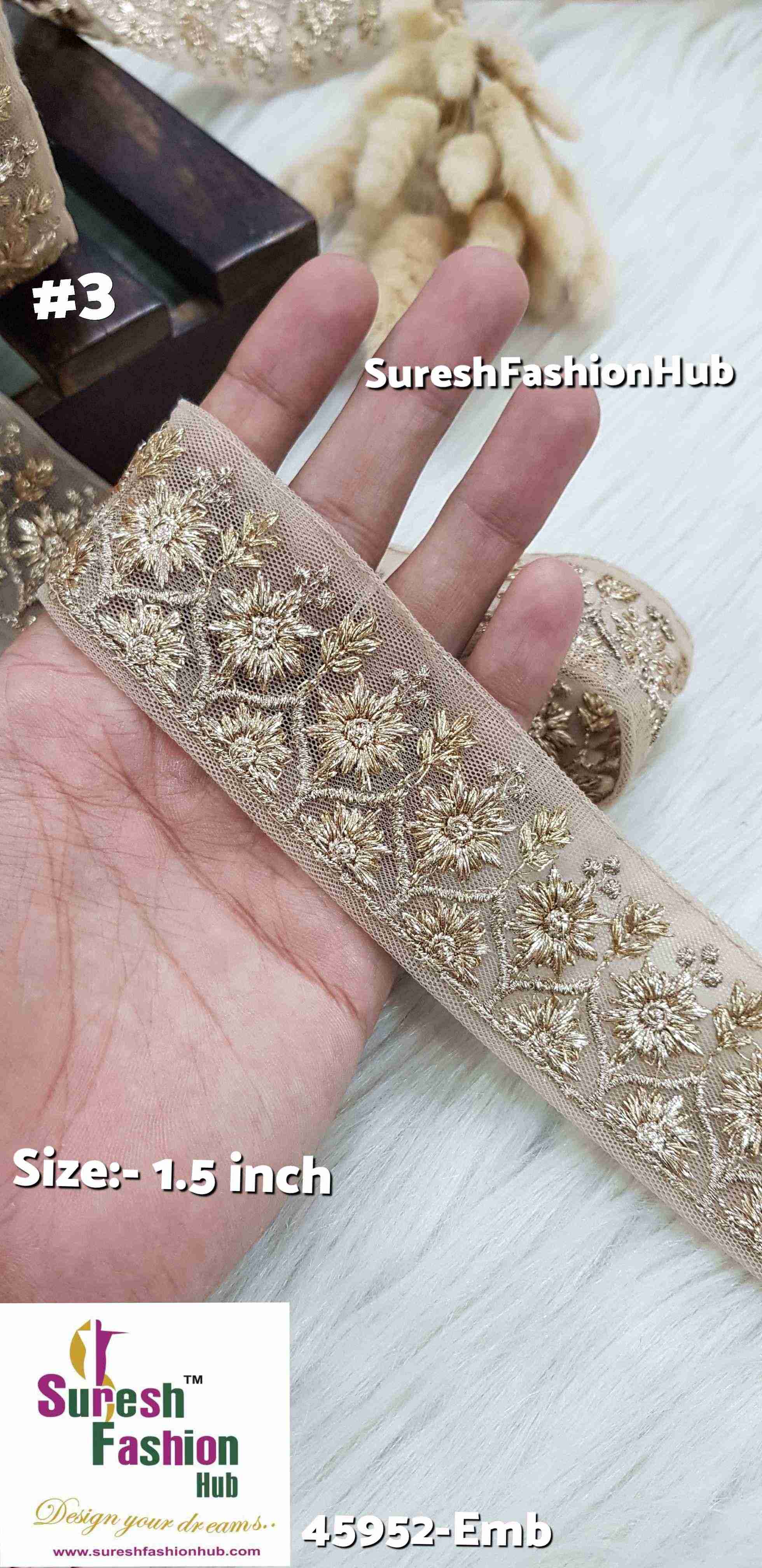 Opulent Pearl + Gold Mix Badla  Embroidered Lace Roll