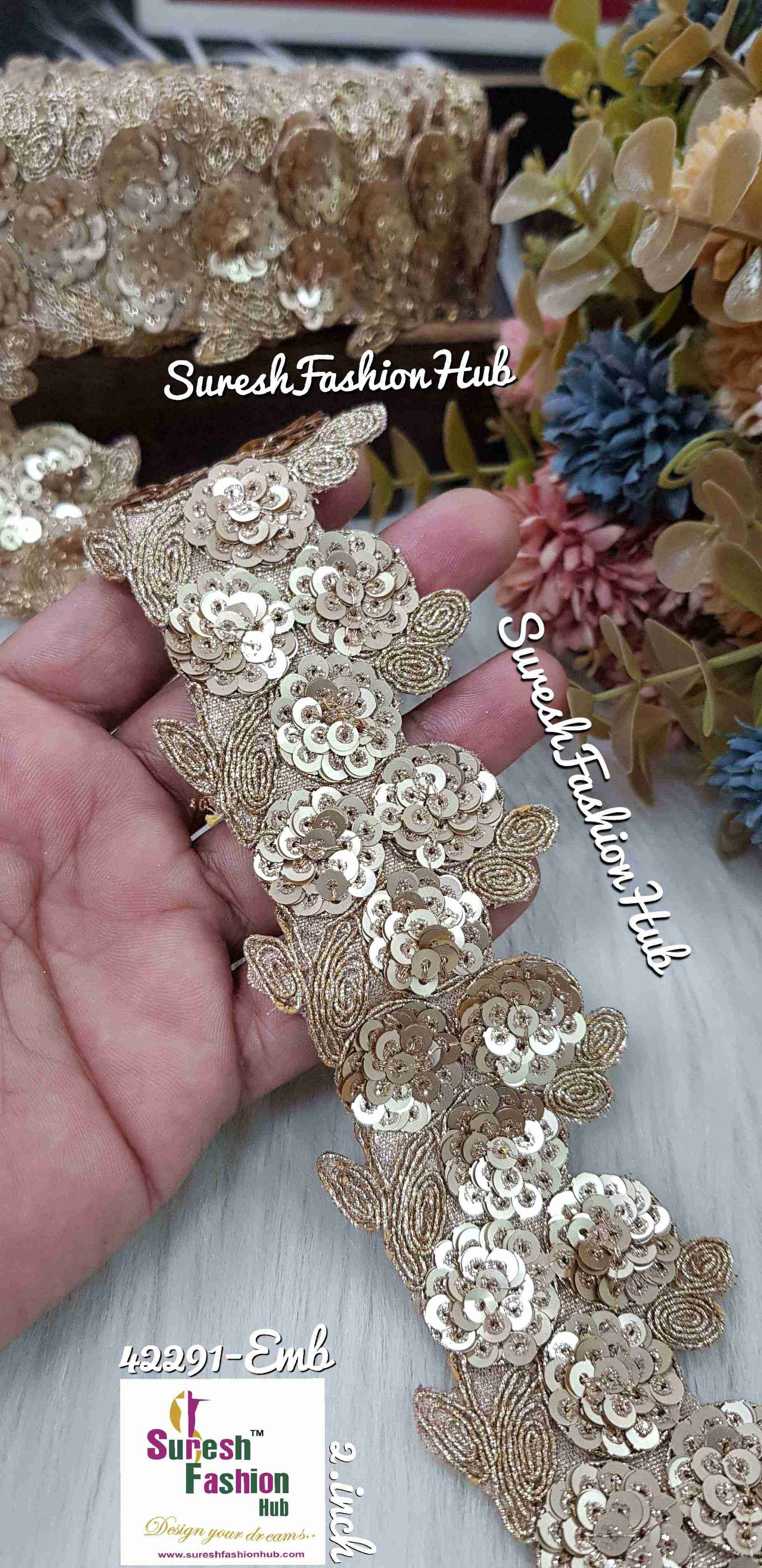 Two Tone  Floral Harmony Cutwork Sequin Lace