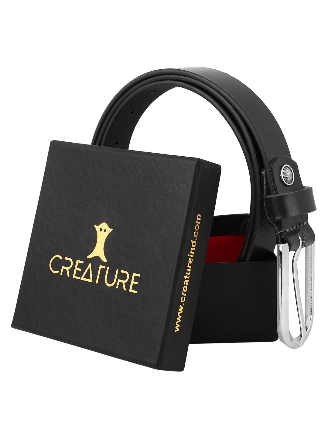 CREATURE | Creature Black Textured Genuine Leather Sleek Belt for Women 4