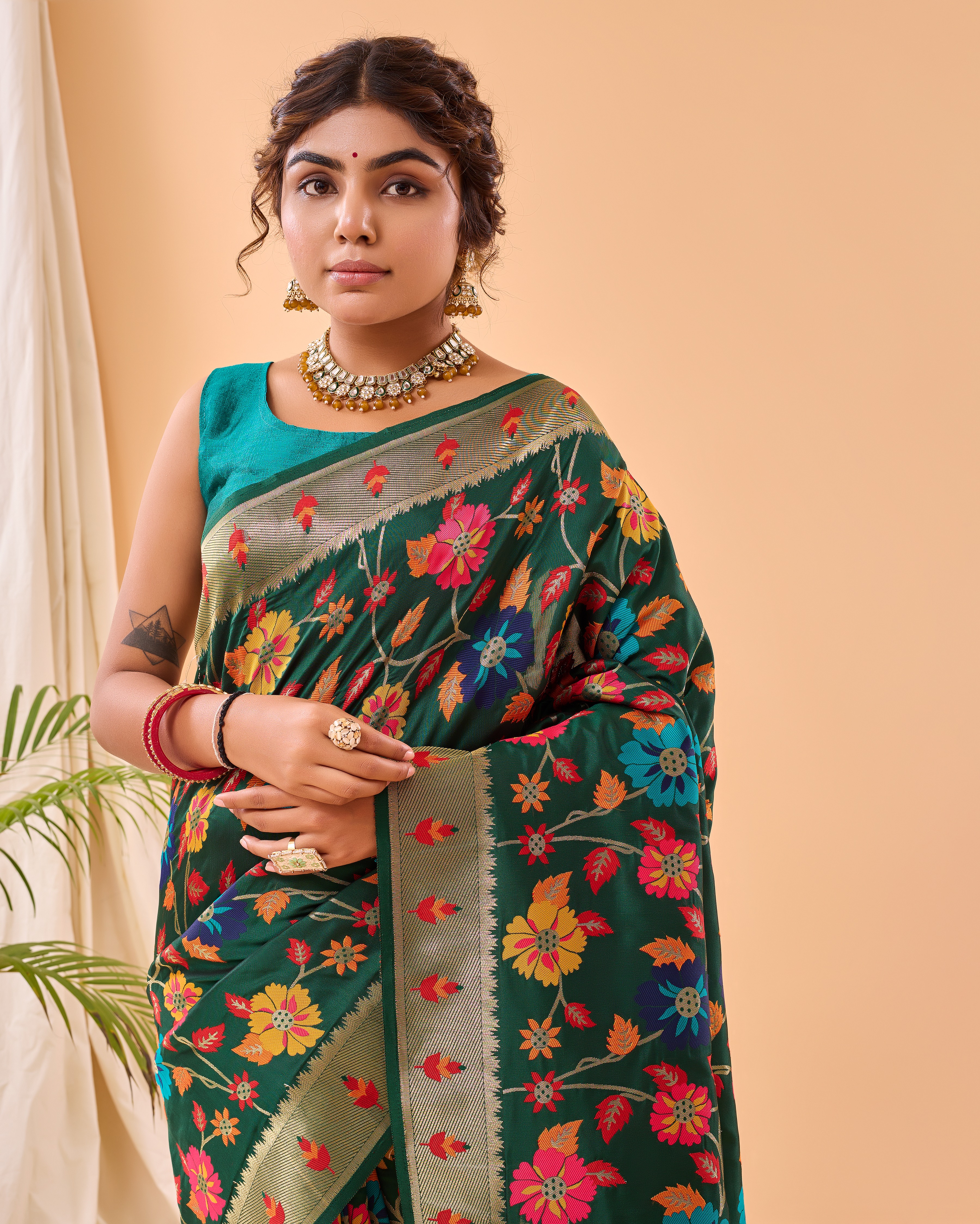 Tasarika Women Silk   Darkgreen Saree Radhika_Darkgreen 2