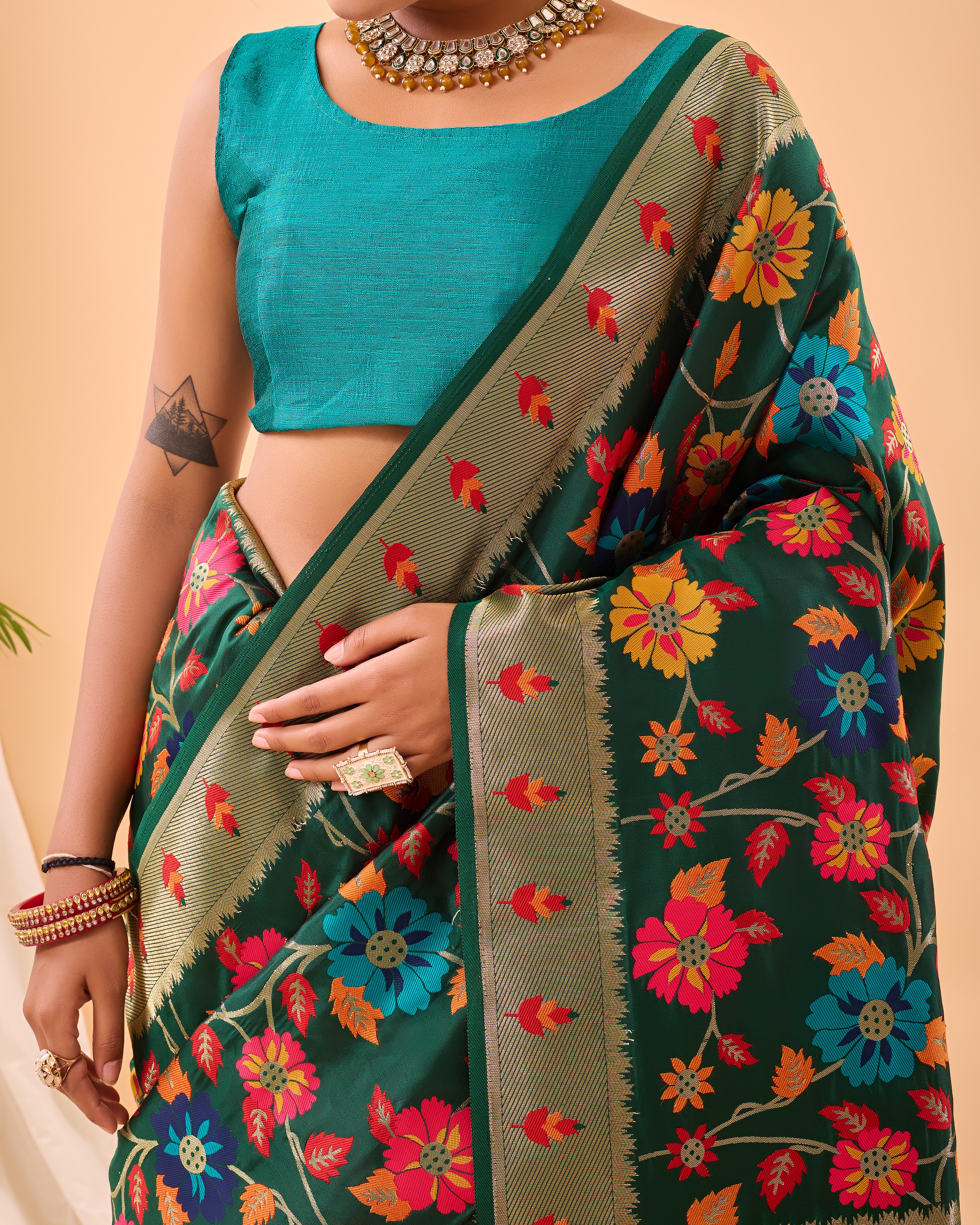 Tasarika Women Silk   Darkgreen Saree Radhika_Darkgreen 2