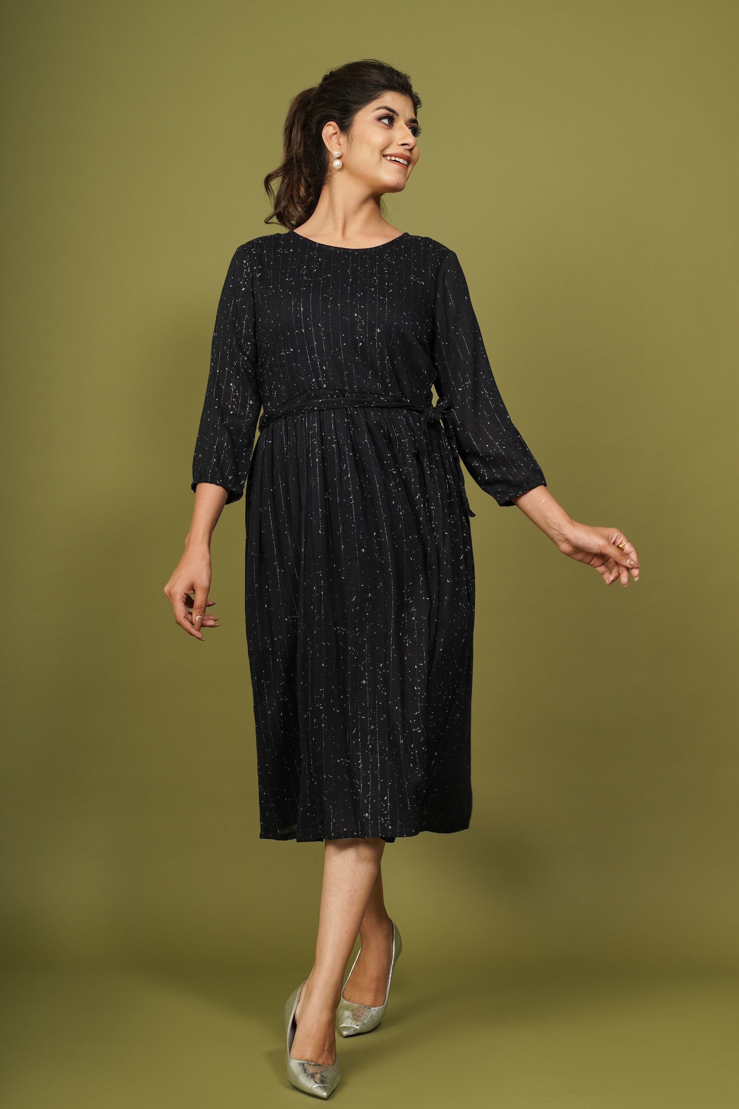 blue A-line dress
