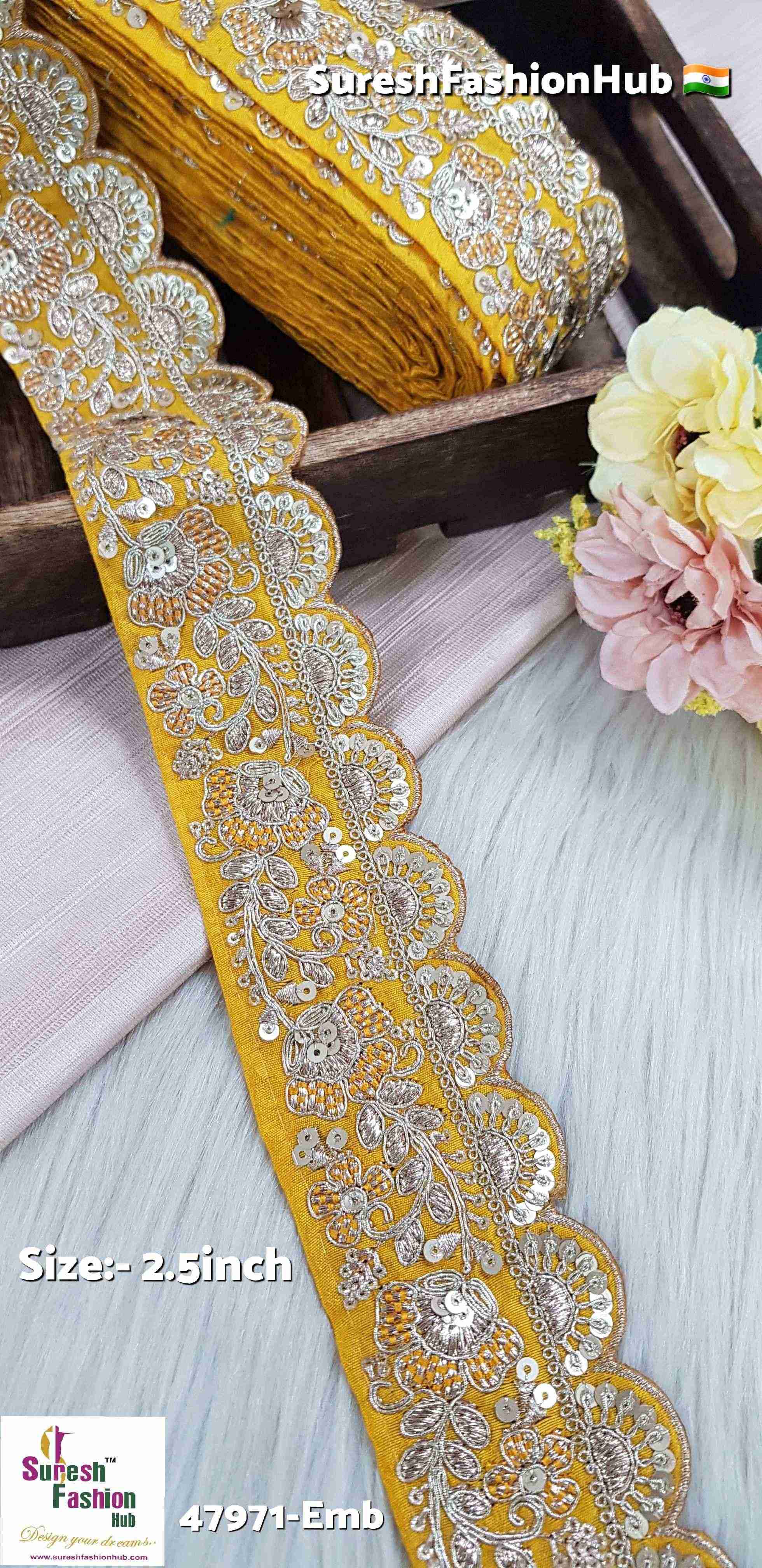  Mustard Yellow Blossom Scallop Lace