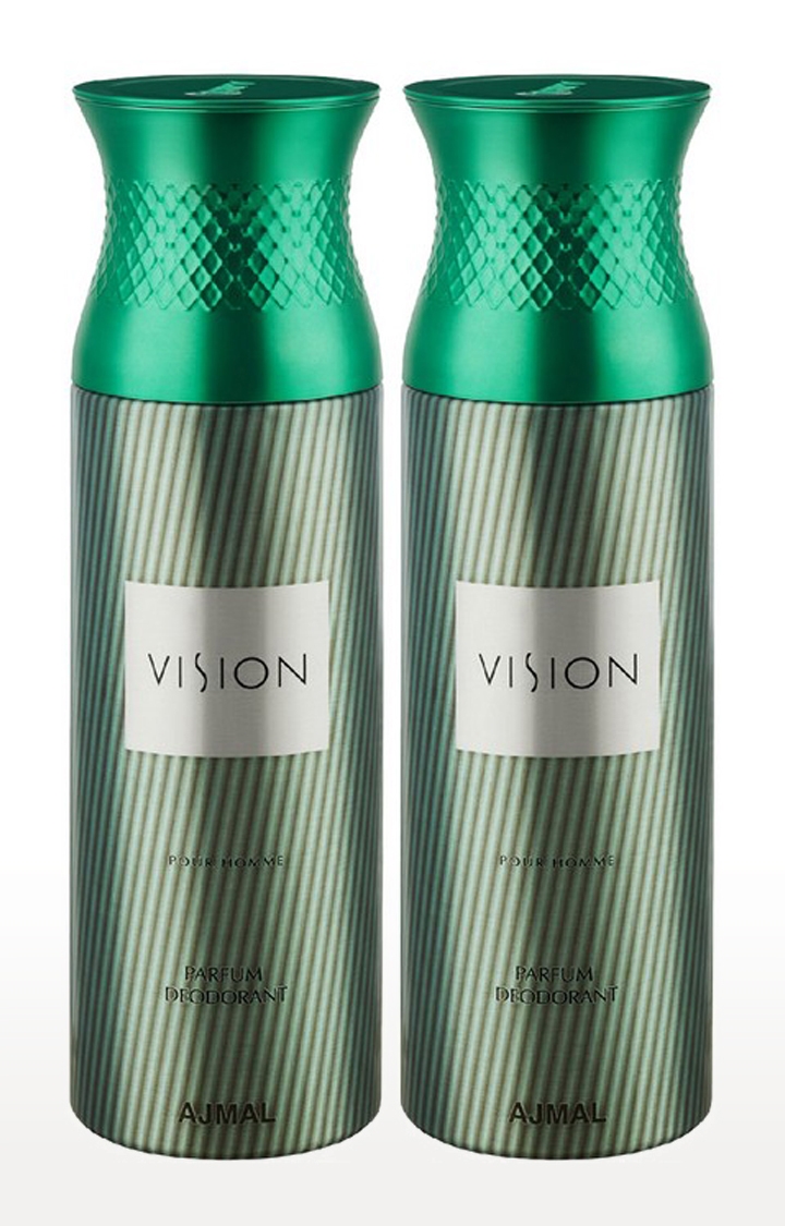 Ajmal | Ajmal Vision & Vision Deodorants Gift For Men (200 ml, Pack of 2)  0